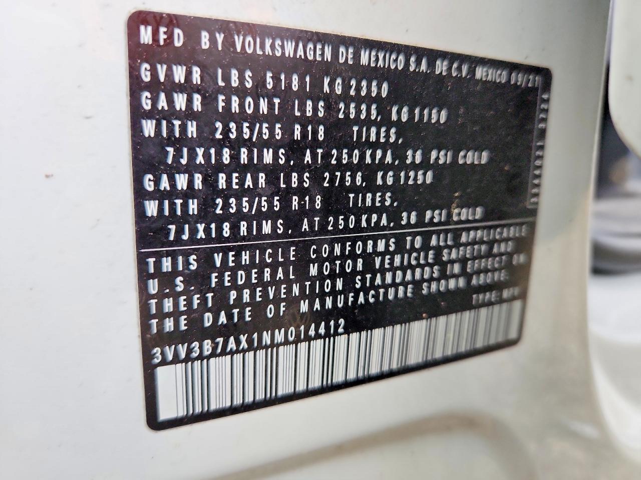 2022 Volkswagen Tiguan Se Белый vin: 3VV3B7AX1NM014412
