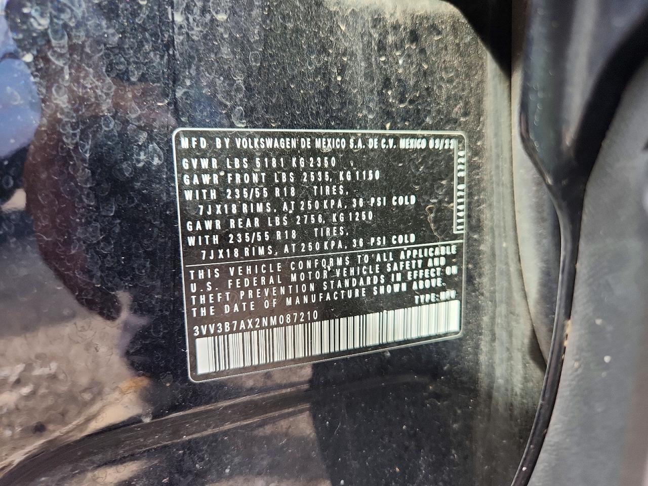 2022 Volkswagen Tiguan Se Черный vin: 3VV3B7AX2NM087210
