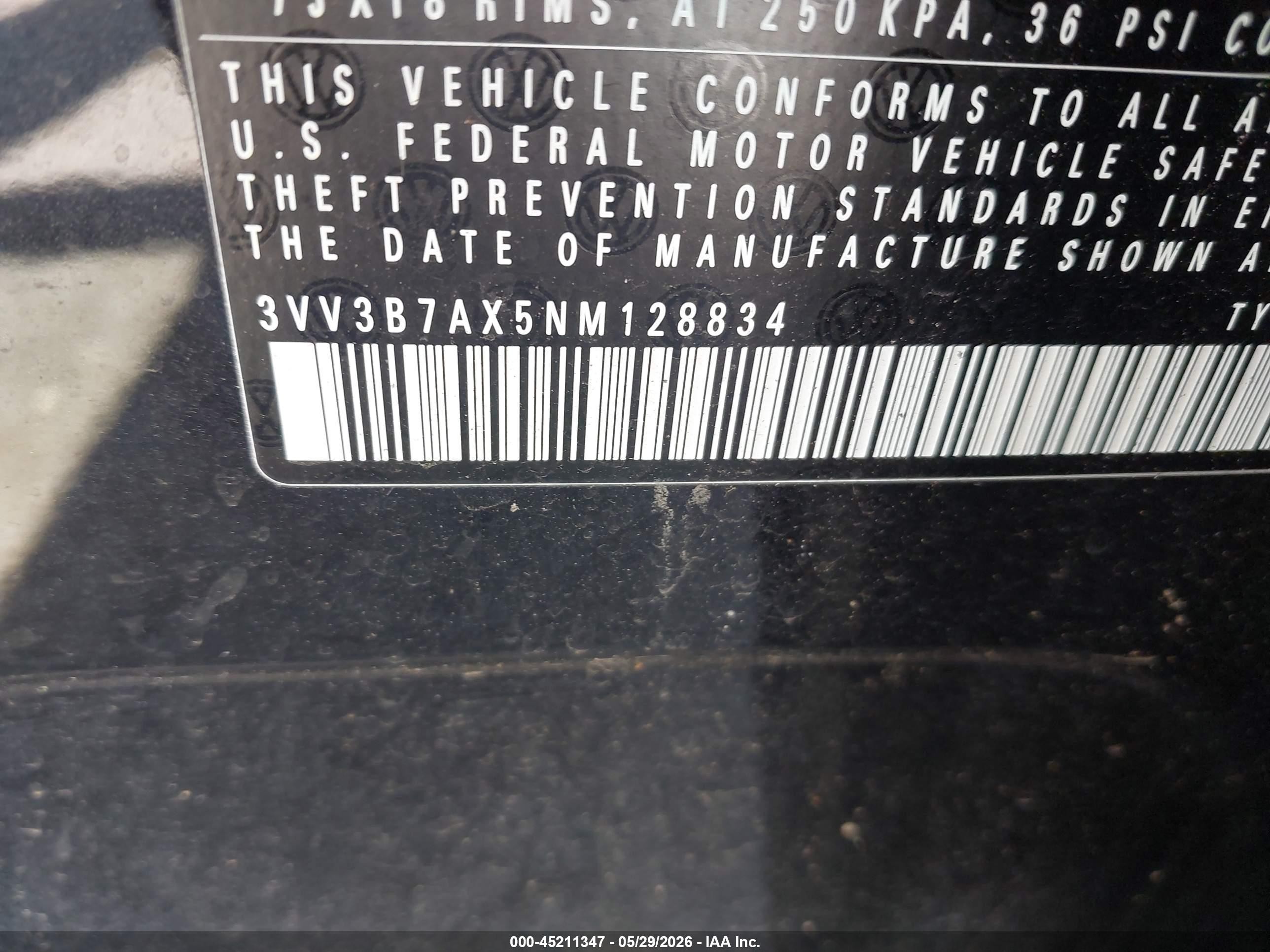 2022 Volkswagen Tiguan 2.0t Se Черный vin: 3VV3B7AX5NM128834