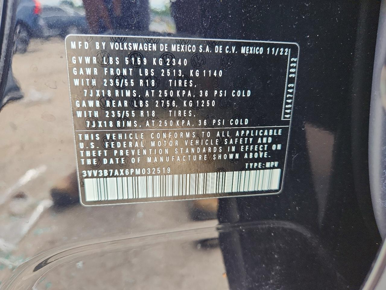2023 Volkswagen Tiguan Se Черный vin: 3VV3B7AX6PM032519