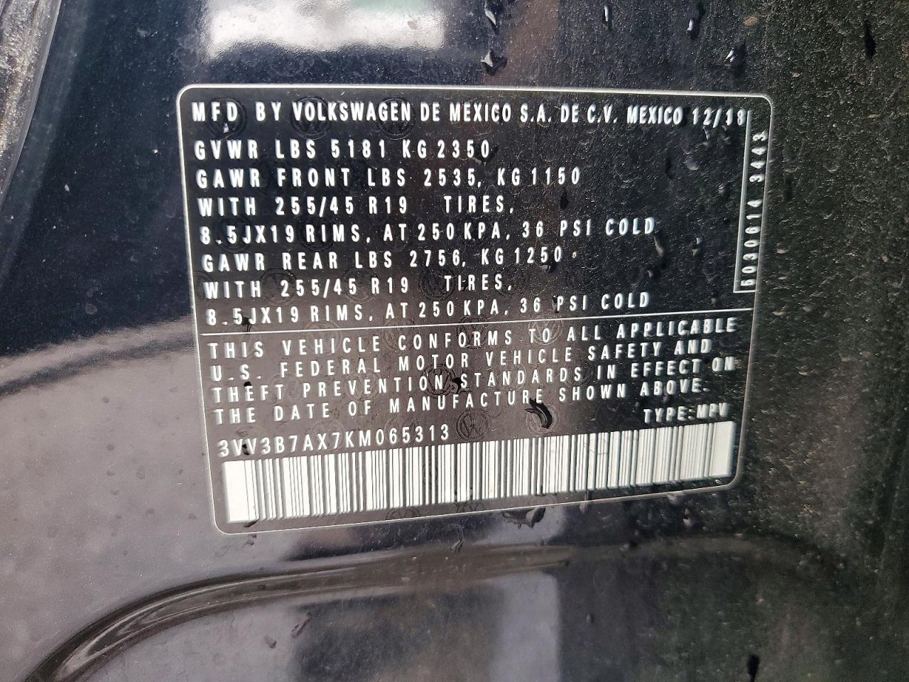 2019 Volkswagen Tiguan Se Black vin: 3VV3B7AX7KM065313