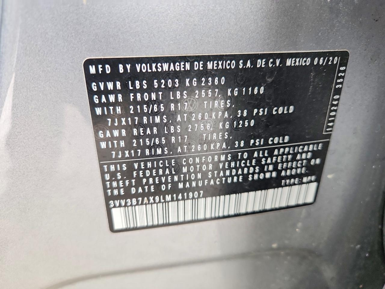 2020 Volkswagen Tiguan Se Silver vin: 3VV3B7AX9LM141907