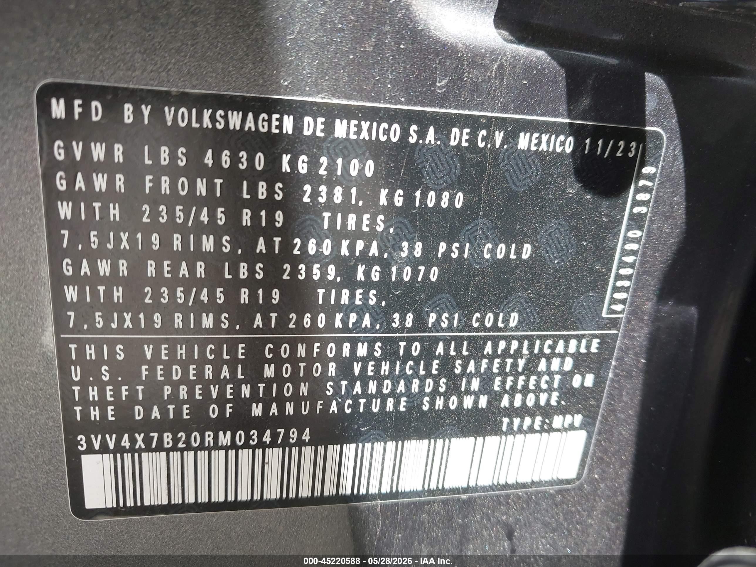 2024 Volkswagen Taos 1.5t Sel Gray vin: 3VV4X7B20RM034794