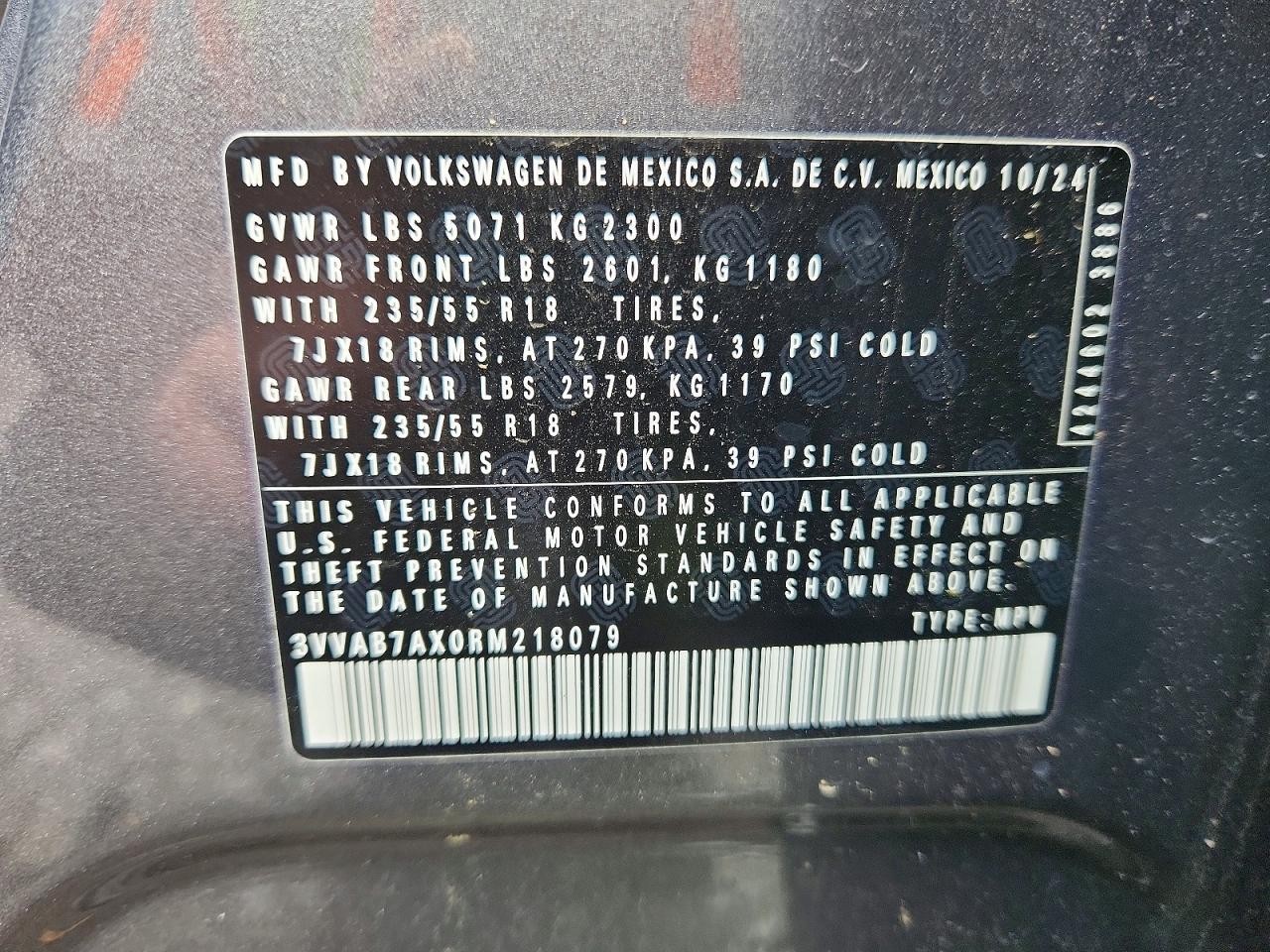 2024 Volkswagen Tiguan Wolfsburg Gray vin: 3VVAB7AX0RM218079
