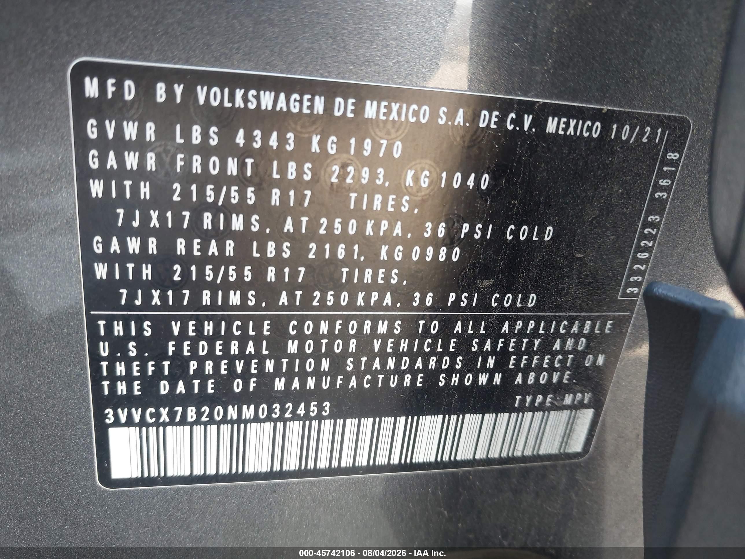 2022 Volkswagen Taos 1.5t S Gray vin: 3VVCX7B20NM032453