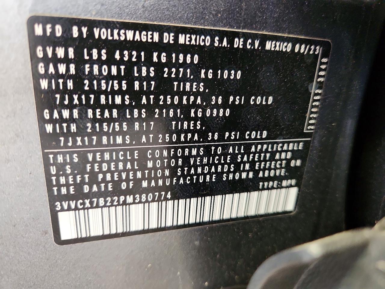 2023 Volkswagen Taos S Серый vin: 3VVCX7B22PM380774
