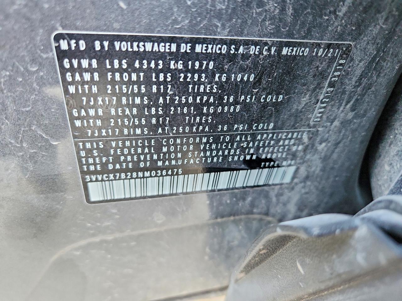 2022 Volkswagen Taos S Gray vin: 3VVCX7B28NM036475