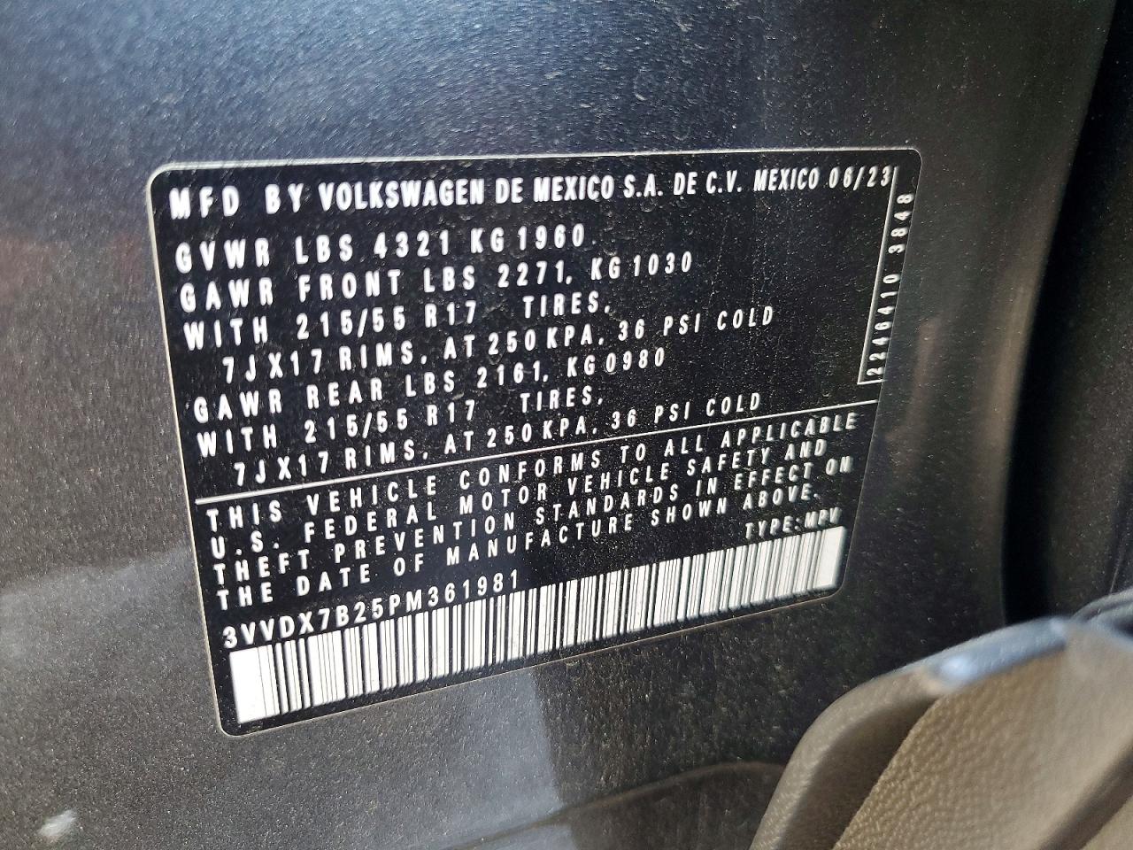 2023 Volkswagen Taos S Серый vin: 3VVDX7B25PM361981