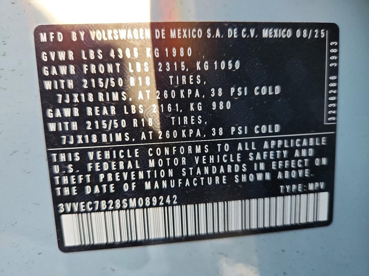 2025 Volkswagen Taos Se Серый vin: 3VVEC7B28SM089242
