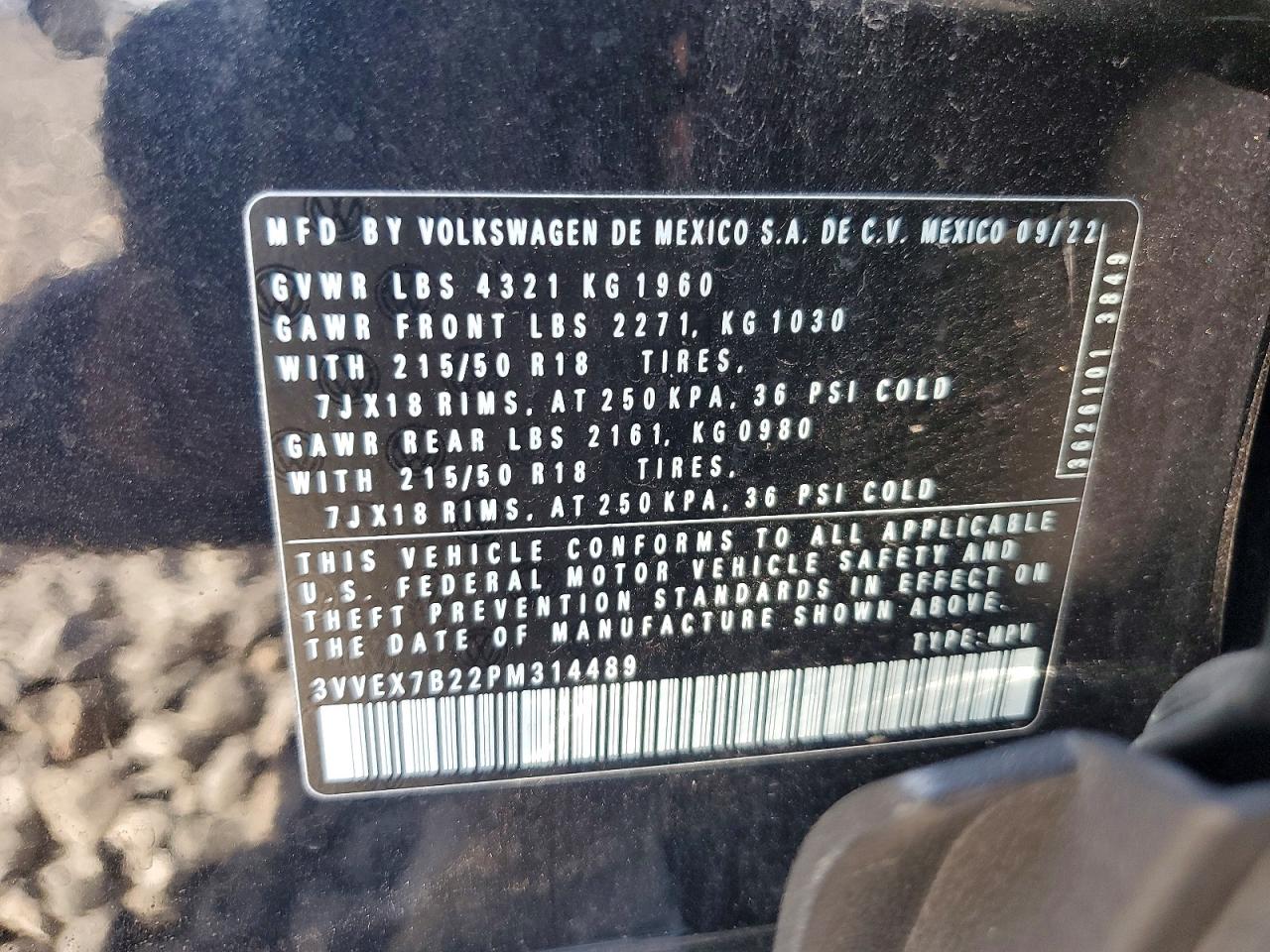 2023 Volkswagen Taos Se Black vin: 3VVEX7B22PM314489