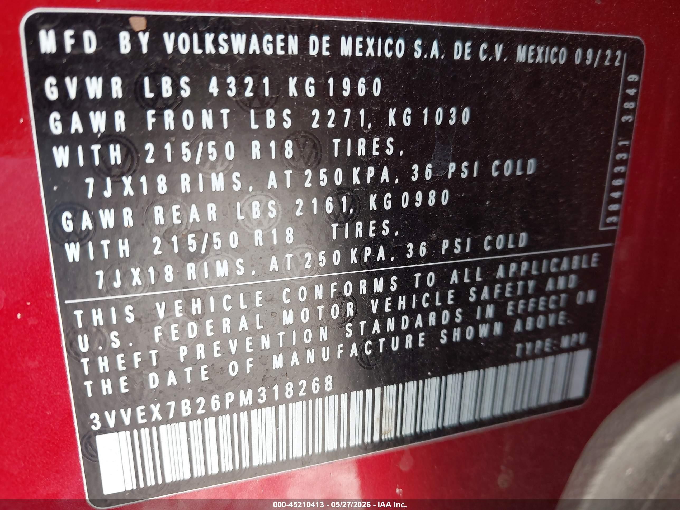 2023 Volkswagen Taos 1.5t Se Красный vin: 3VVEX7B26PM318268