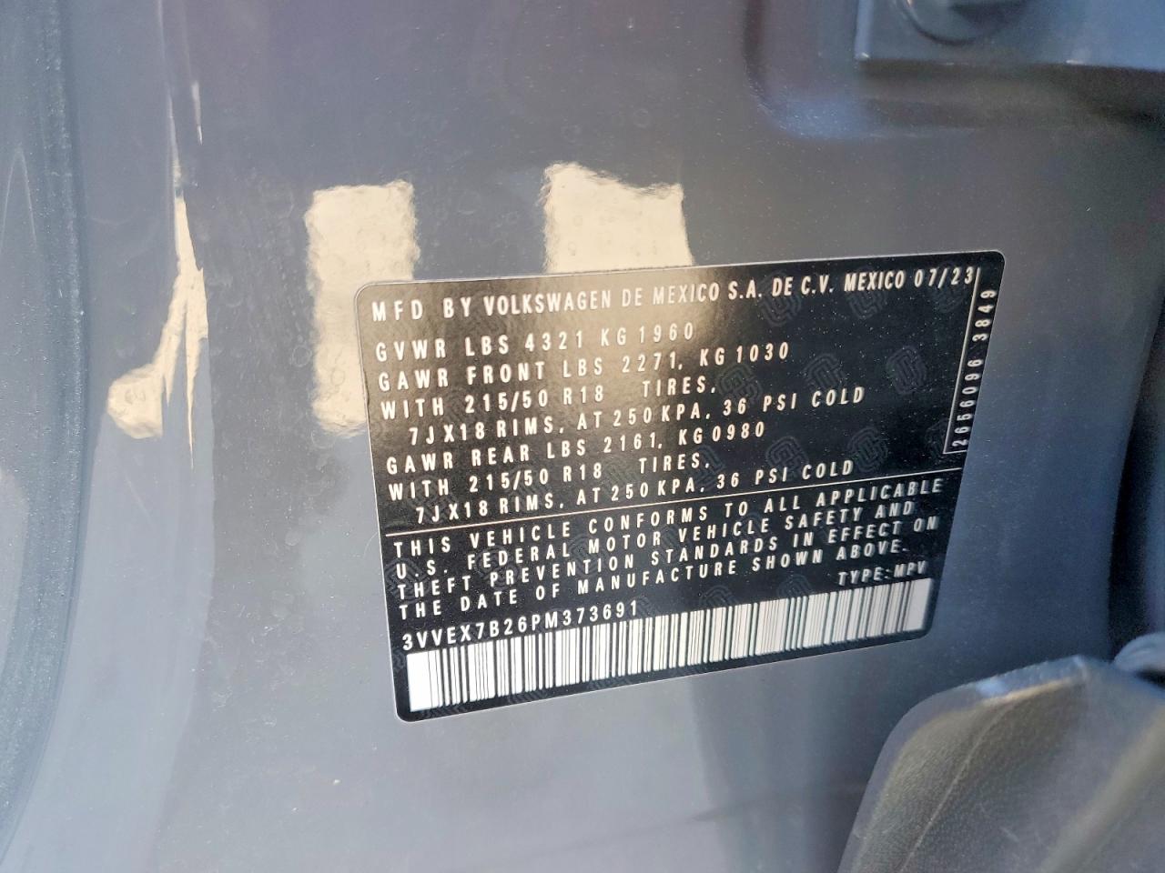 2023 Volkswagen Taos Se Серый vin: 3VVEX7B26PM373691