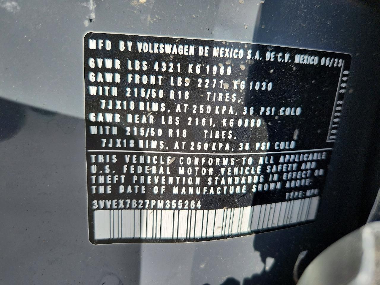 2023 Volkswagen Taos Se Gray vin: 3VVEX7B27PM355264