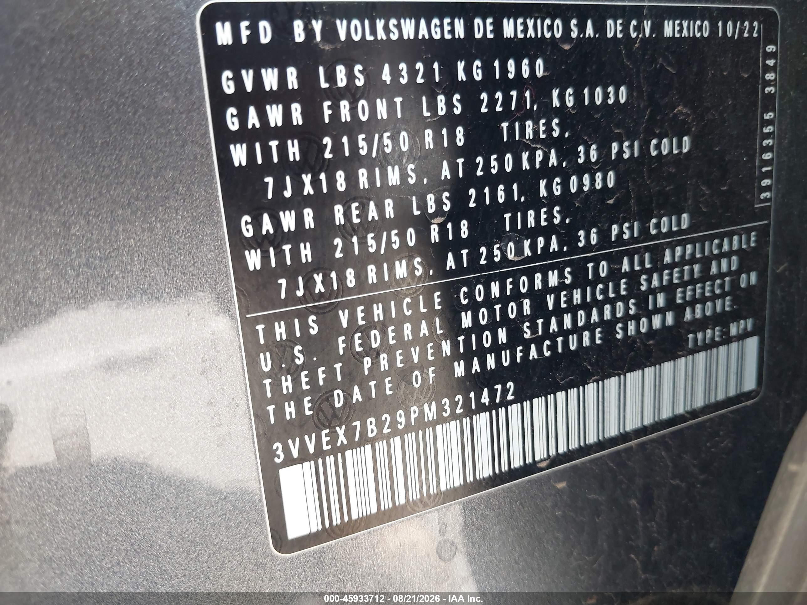 2023 Volkswagen Taos 1.5t Se Gray vin: 3VVEX7B29PM321472
