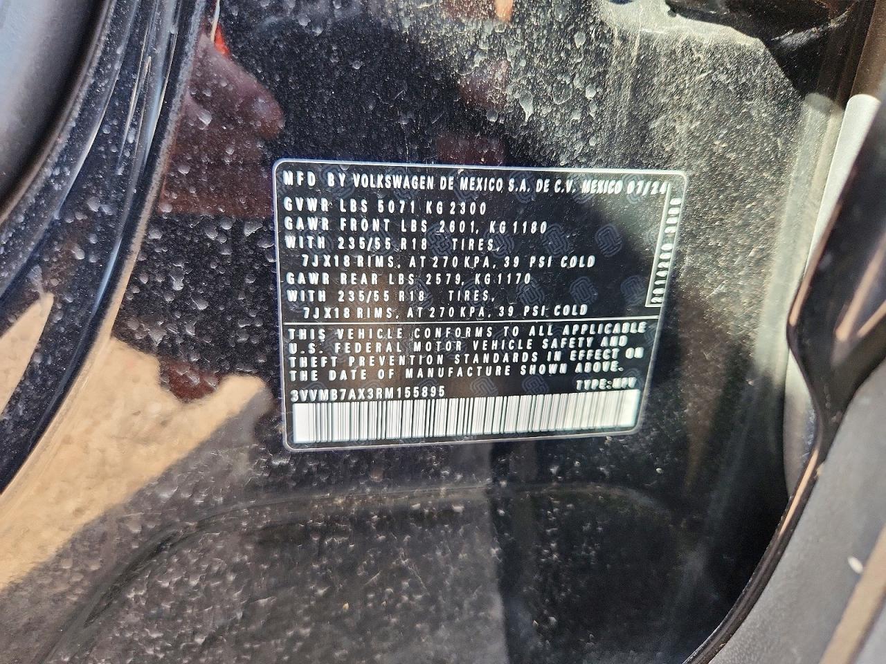 2024 Volkswagen Tiguan Se Black vin: 3VVMB7AX3RM155895