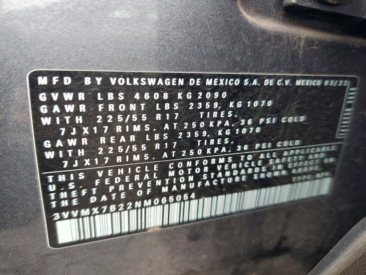 2022 Volkswagen Taos S Gray vin: 3VVMX7B22NM065054