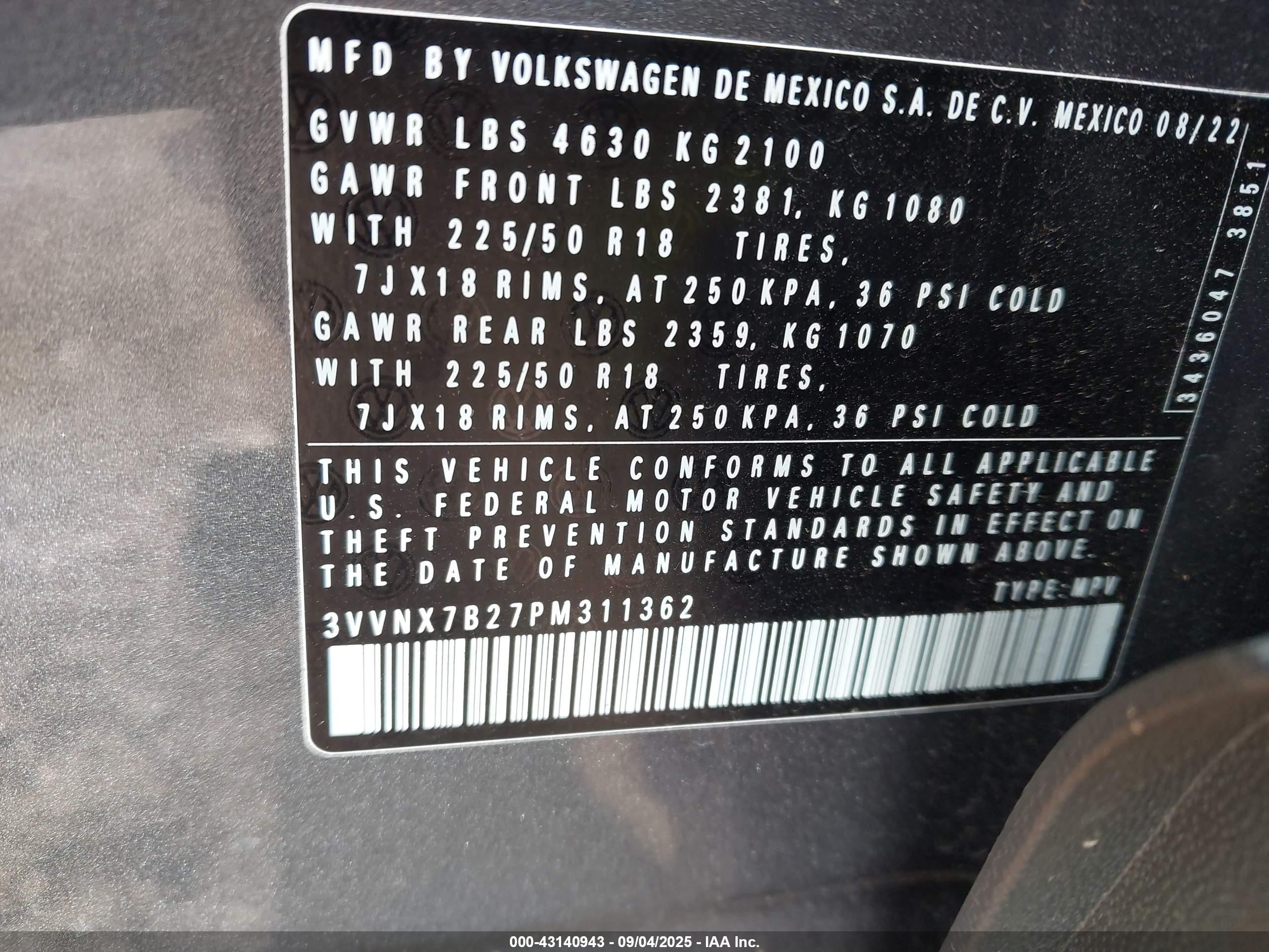 2023 Volkswagen Taos 1.5t Se Серый vin: 3VVNX7B27PM311362