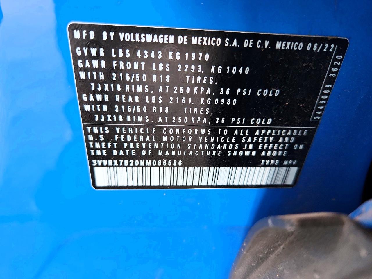 2022 Volkswagen Taos Se Синий vin: 3VVRX7B20NM086586