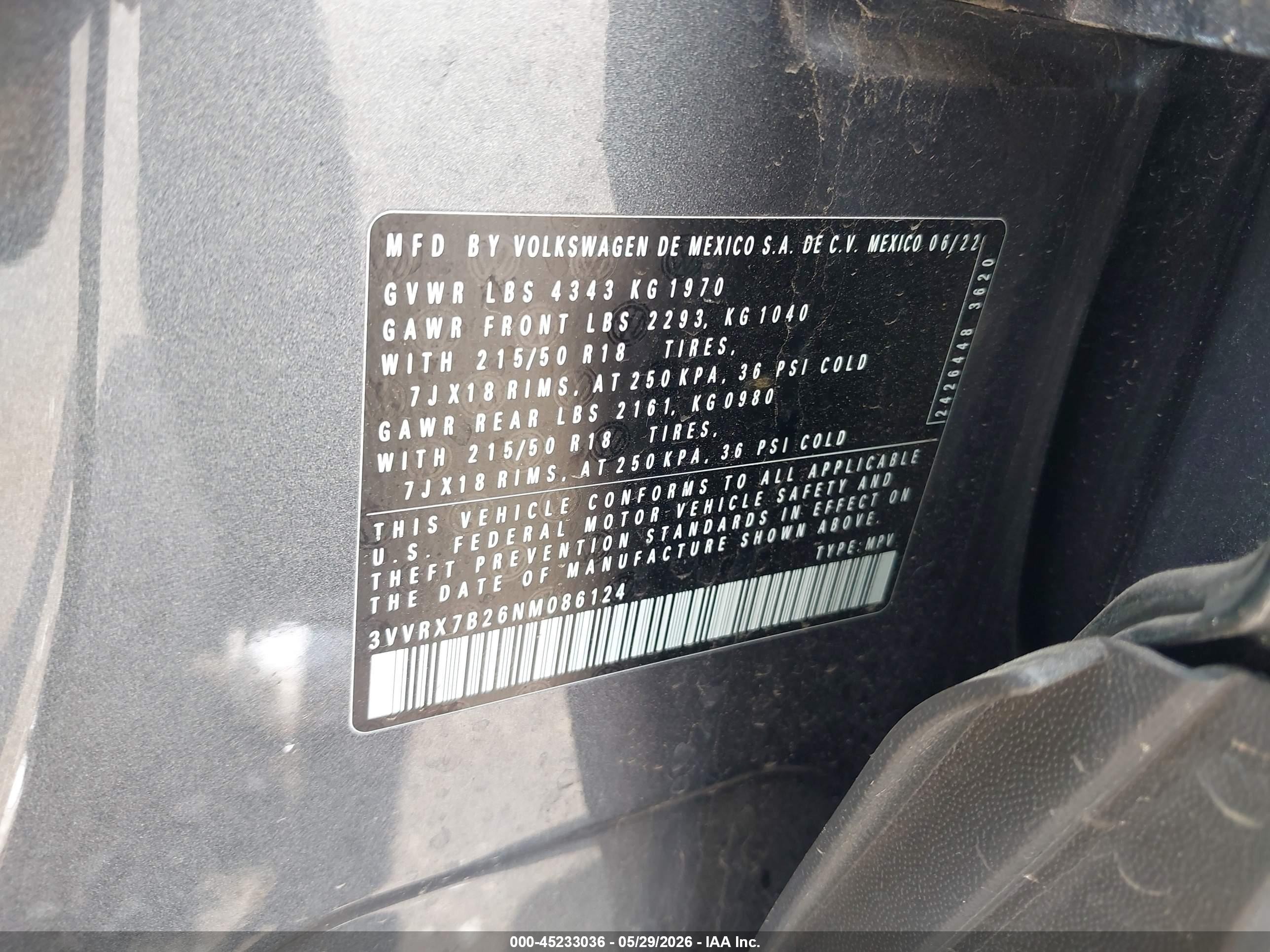2022 Volkswagen Taos 1.5t Se Gray vin: 3VVRX7B26NM086124