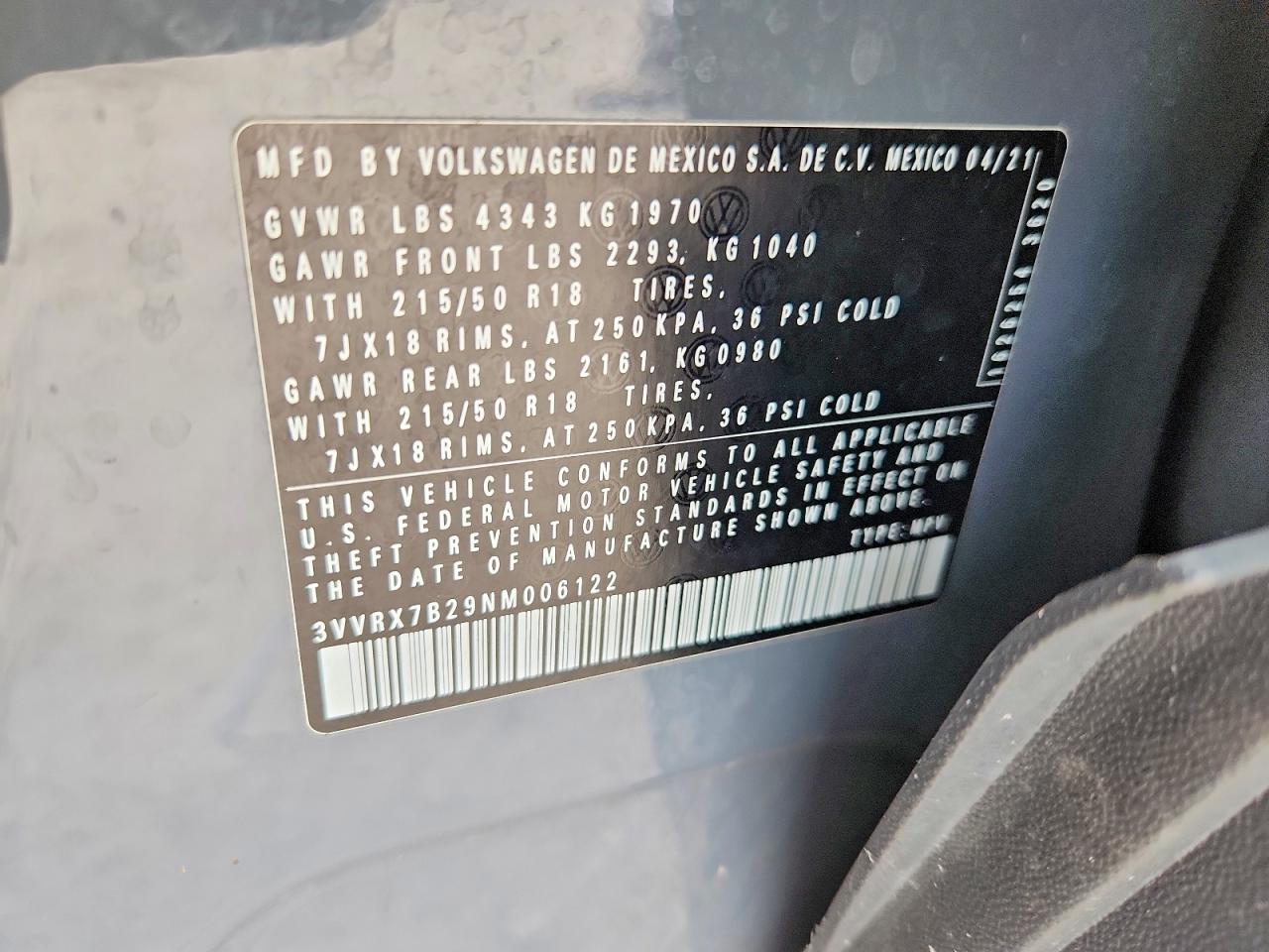 2022 Volkswagen Taos Se Серый vin: 3VVRX7B29NM006122