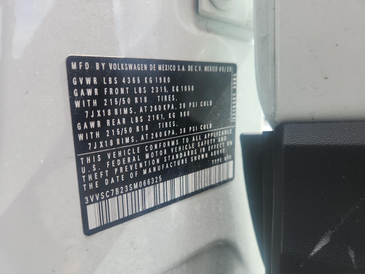 2025 Volkswagen Taos Se White vin: 3VVSC7B23SM066325