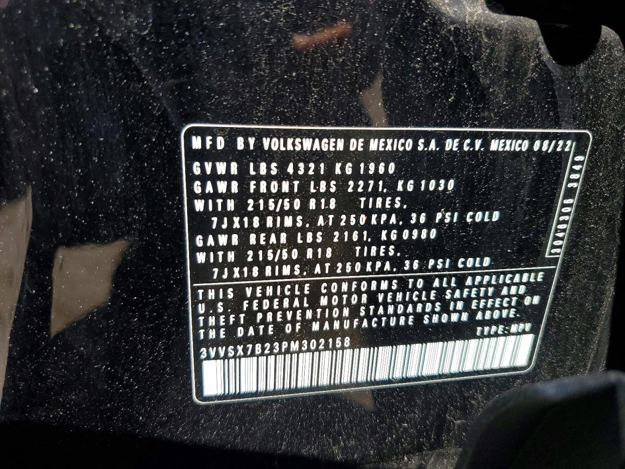 2023 Volkswagen Taos Se Черный vin: 3VVSX7B23PM302158