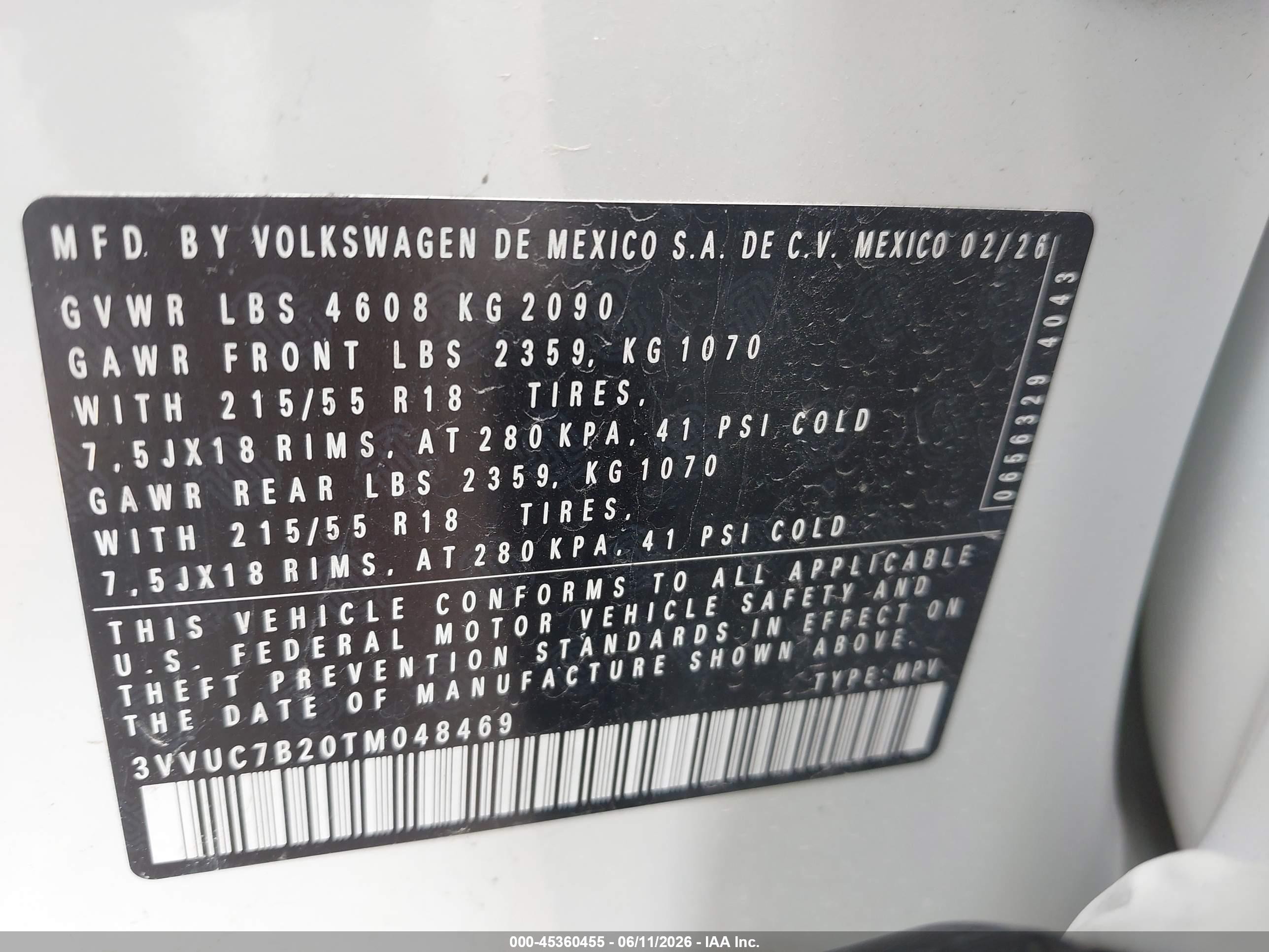 2026 Volkswagen Taos Se White vin: 3VVUC7B20TM048469