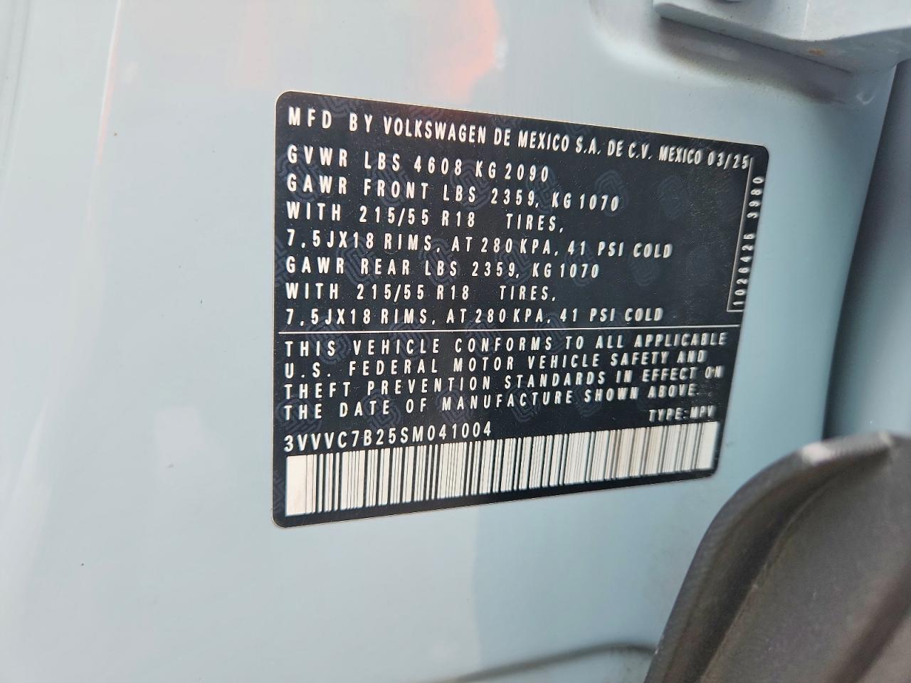 2025 Volkswagen Taos Se Синий vin: 3VVVC7B25SM041004