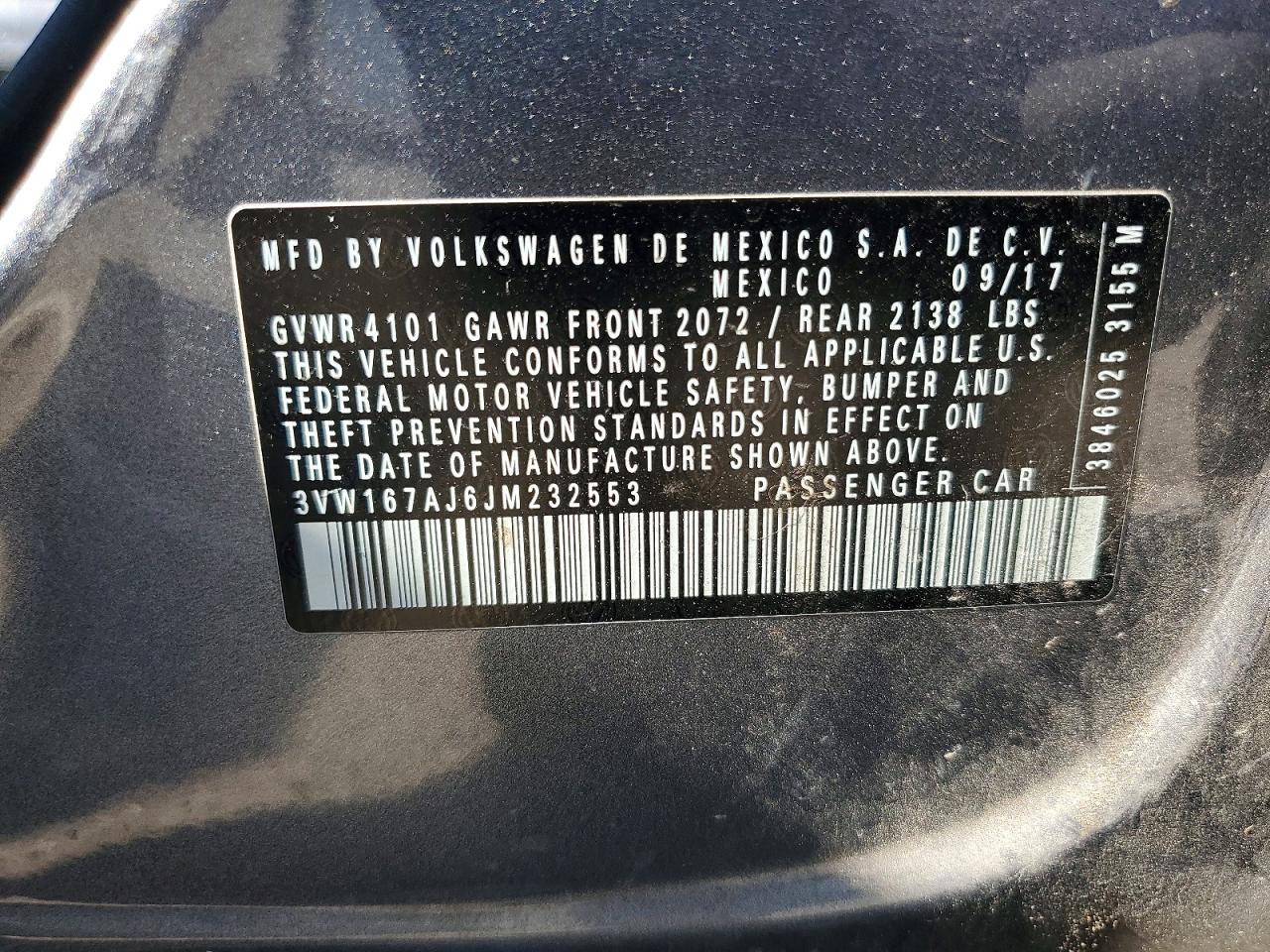 2018 Volkswagen Jetta S Gray vin: 3VW167AJ6JM232553