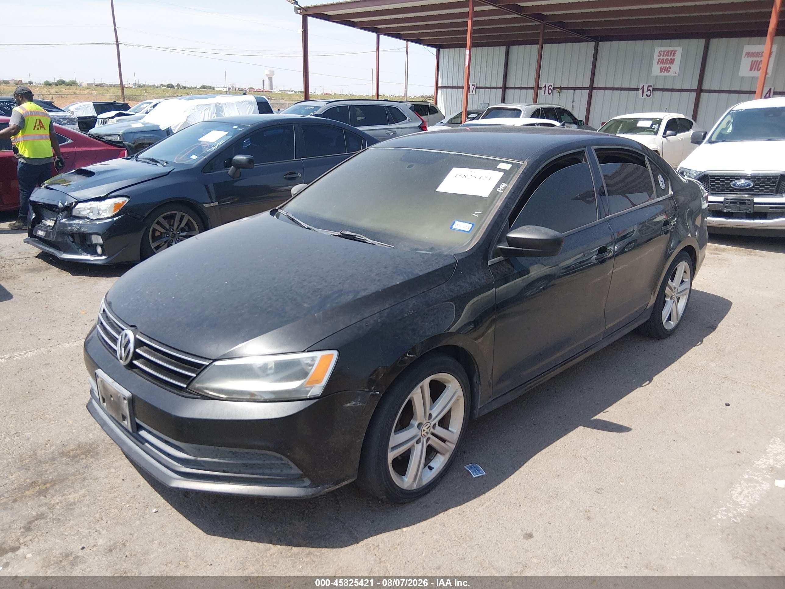 2015 Volkswagen Jetta 2.0l S Black vin: 3VW1K7AJ2FM403897