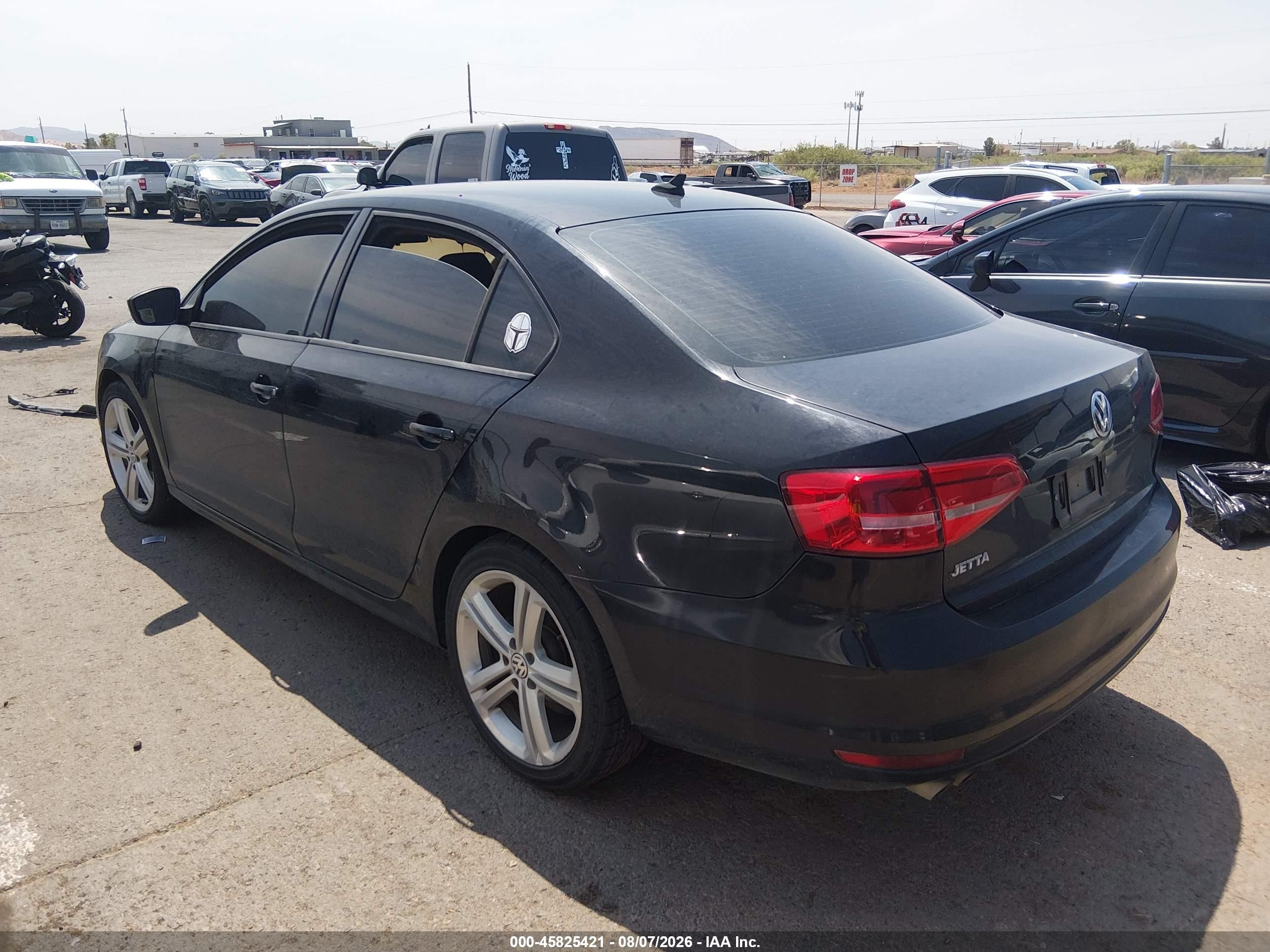 2015 Volkswagen Jetta 2.0l S Black vin: 3VW1K7AJ2FM403897