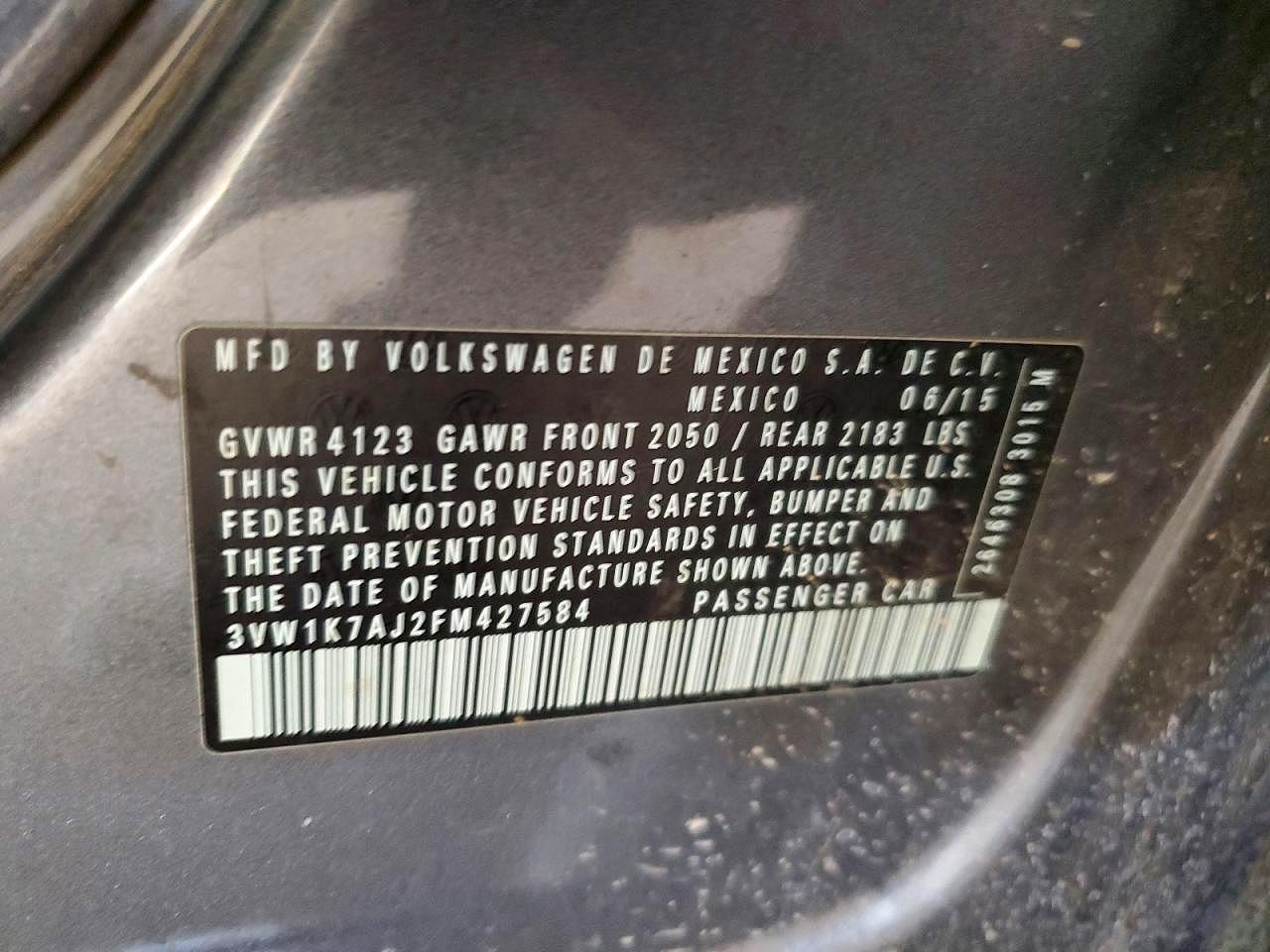 2015 Volkswagen Jetta Base Серебряный vin: 3VW1K7AJ2FM427584