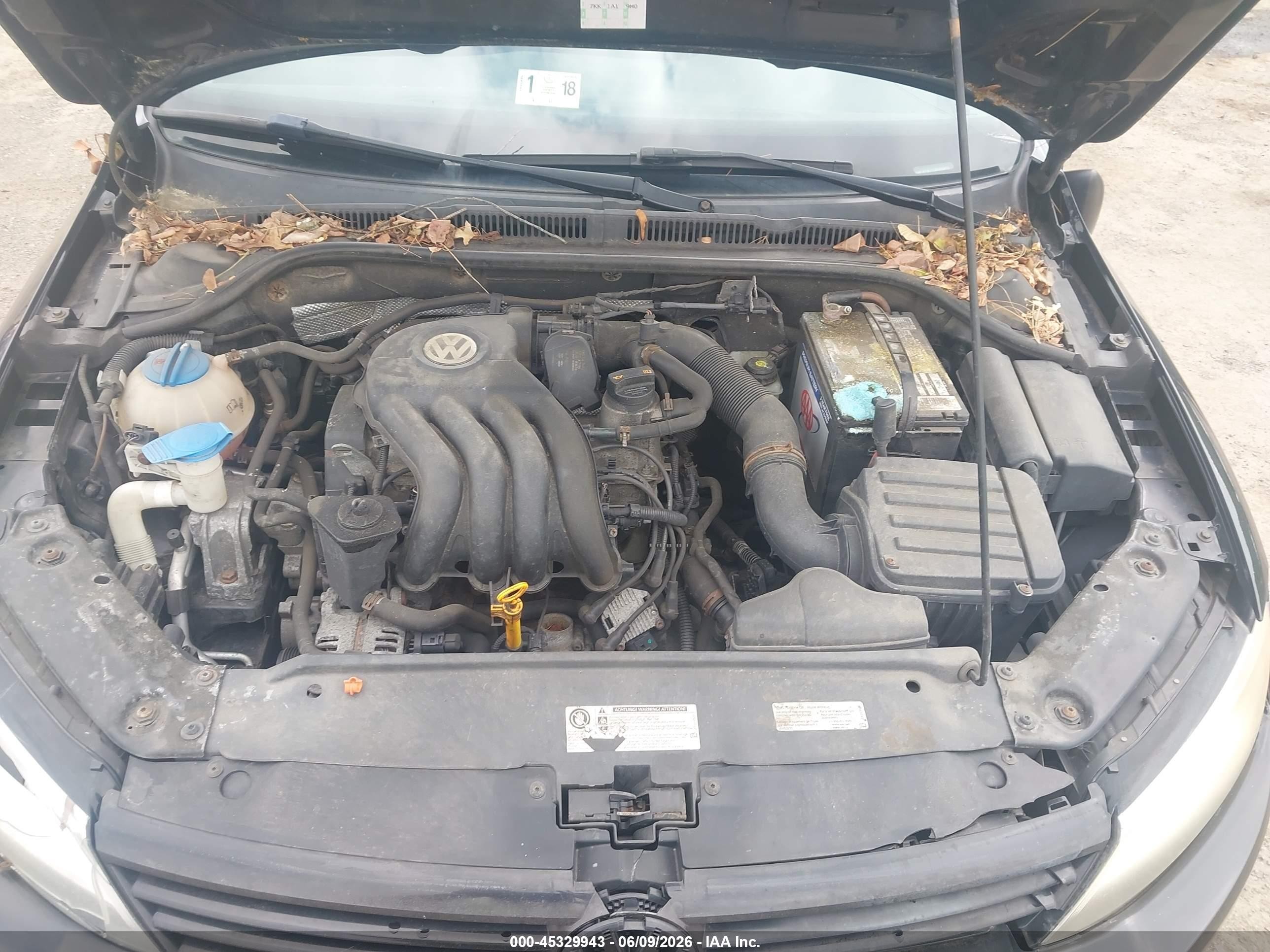 2012 Volkswagen Jetta 2.0l S Черный vin: 3VW1K7AJ3CM355970