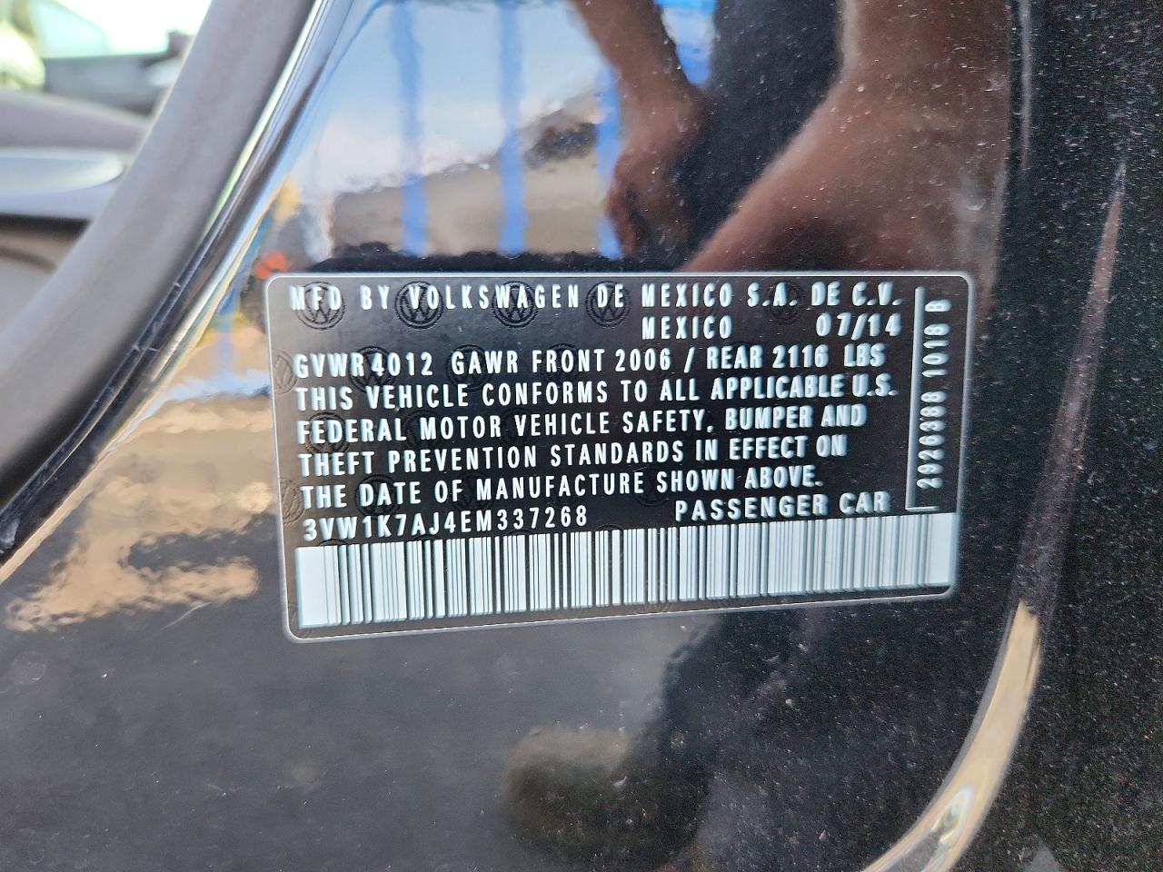 2014 Volkswagen Jetta Base Черный vin: 3VW1K7AJ4EM337268