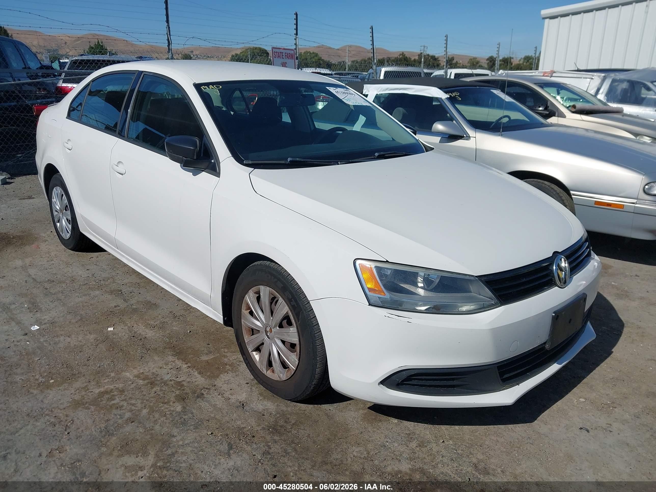 2012 Volkswagen Jetta 2.0l S White vin: 3VW1K7AJ5CM317298