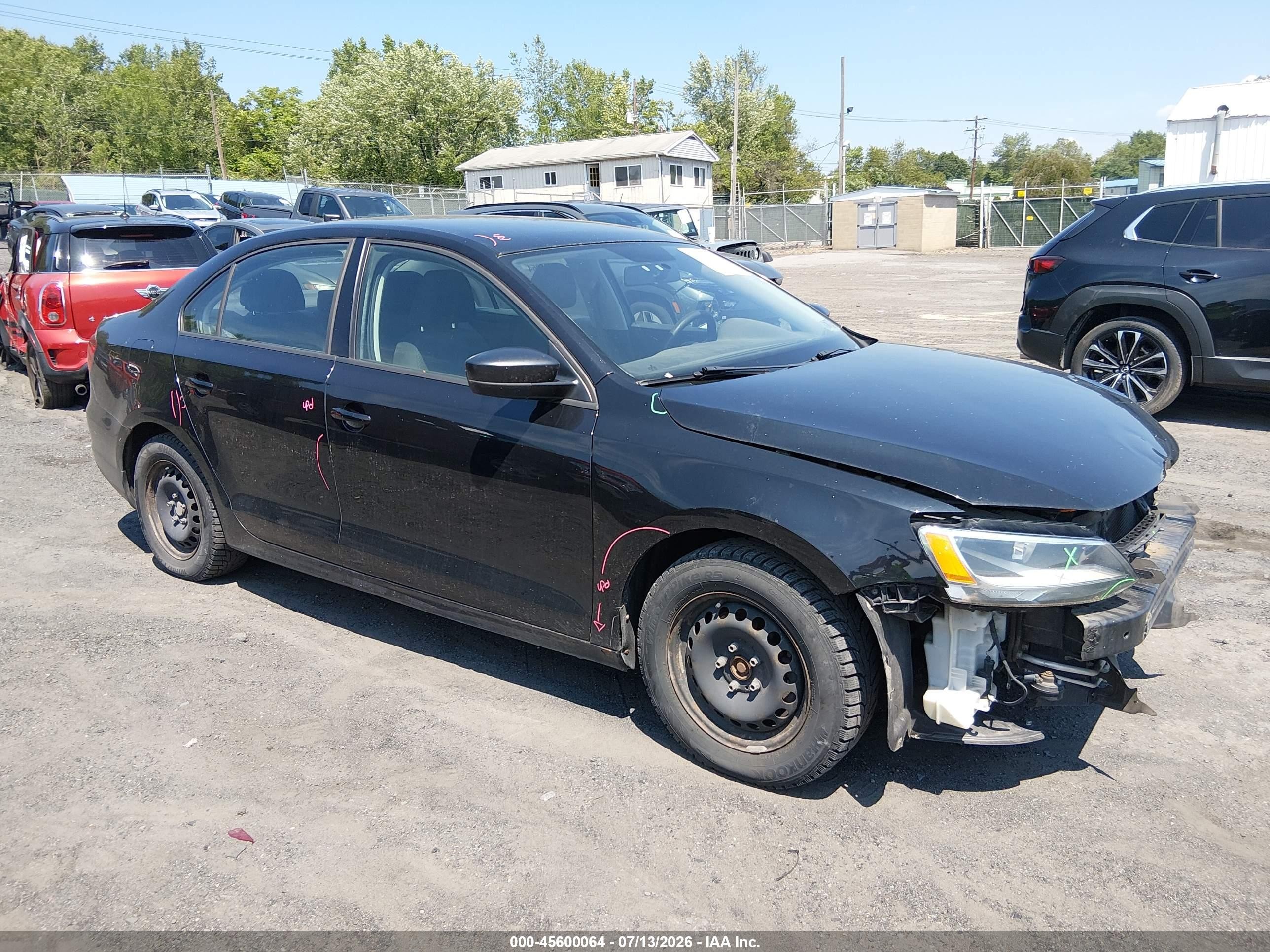 2014 Volkswagen Jetta 2.0l S Черный vin: 3VW1K7AJ6EM324781