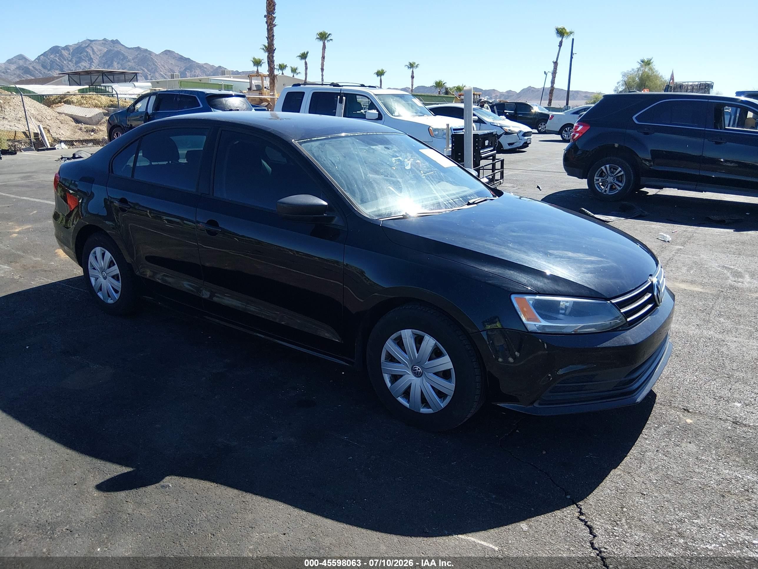 2015 Volkswagen Jetta 2.0l S Black vin: 3VW1K7AJ9FM344220