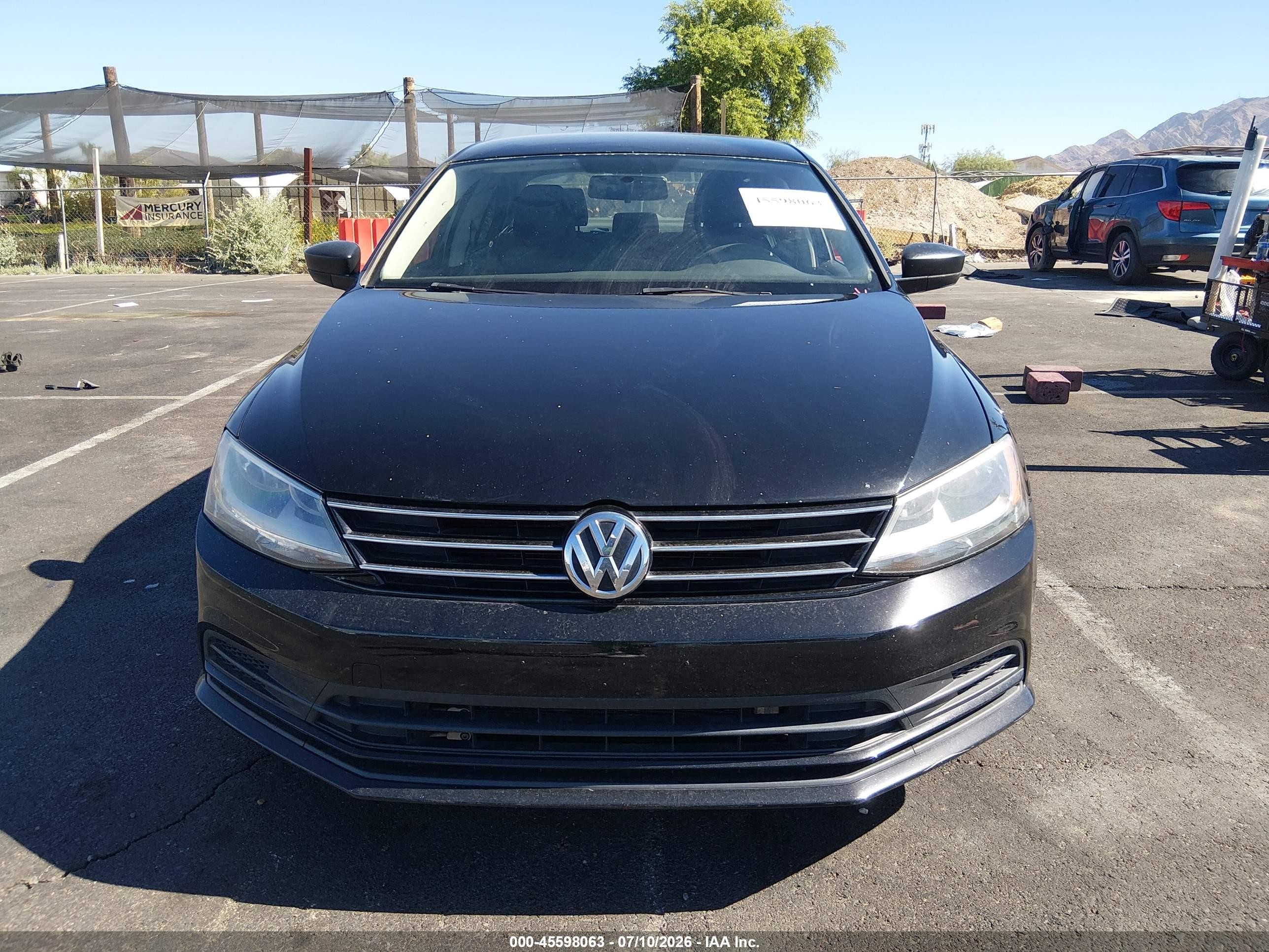 2015 Volkswagen Jetta 2.0l S Black vin: 3VW1K7AJ9FM344220