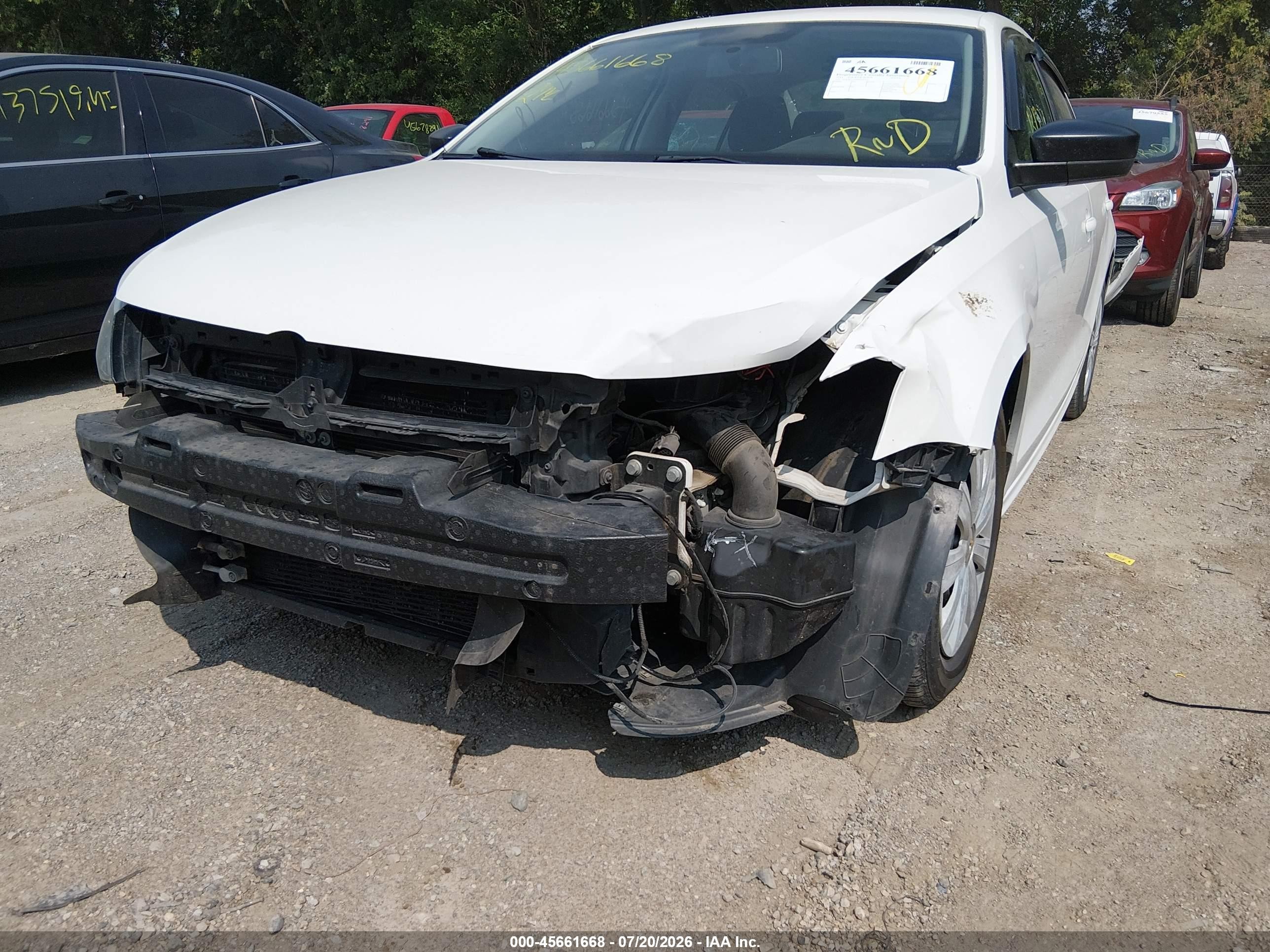 2013 Volkswagen Jetta 2.0l S White vin: 3VW1K7AJXDM307321