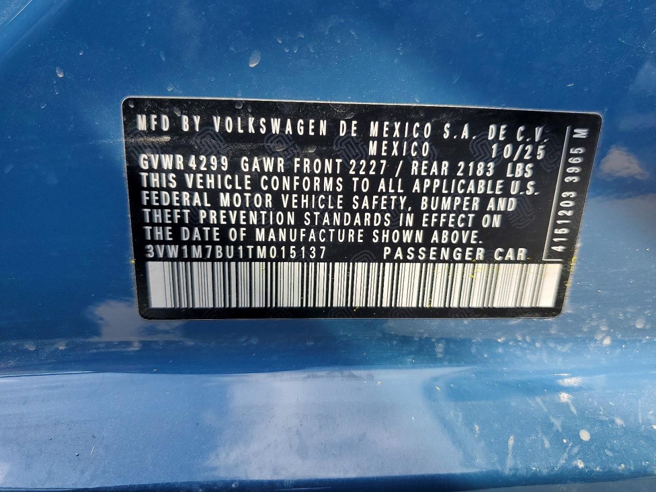 2026 Volkswagen Jetta Gli Autobahn Blue vin: 3VW1M7BU1TM015137