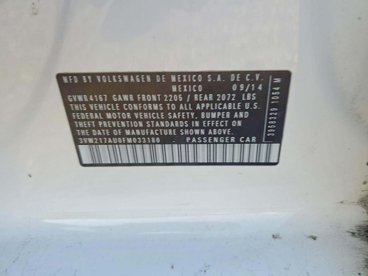 2015 Volkswagen Golf Белый vin: 3VW217AU0FM033180