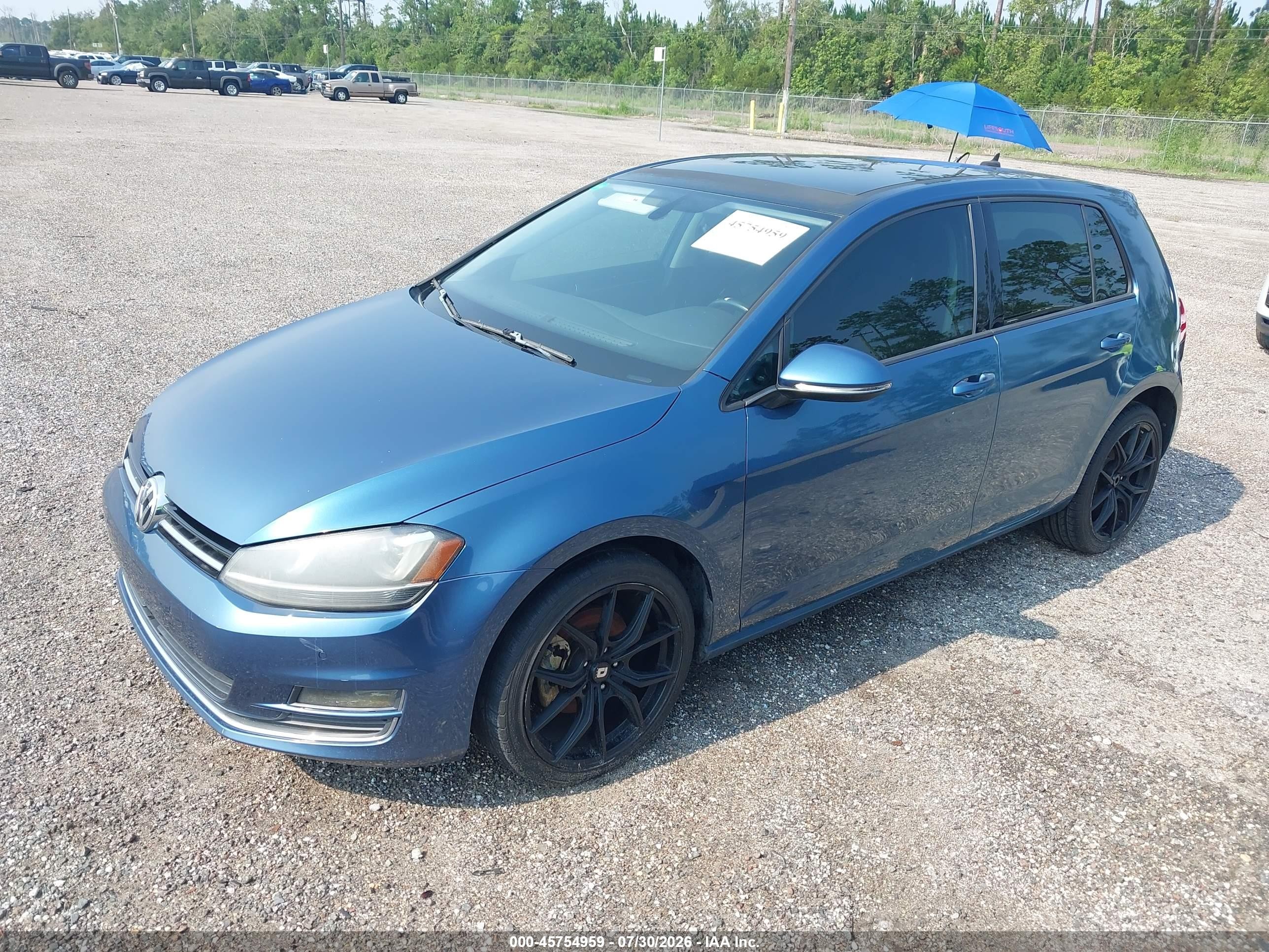 2015 Volkswagen Golf Tsi Sel 4-door Blue vin: 3VW217AU2FM019684