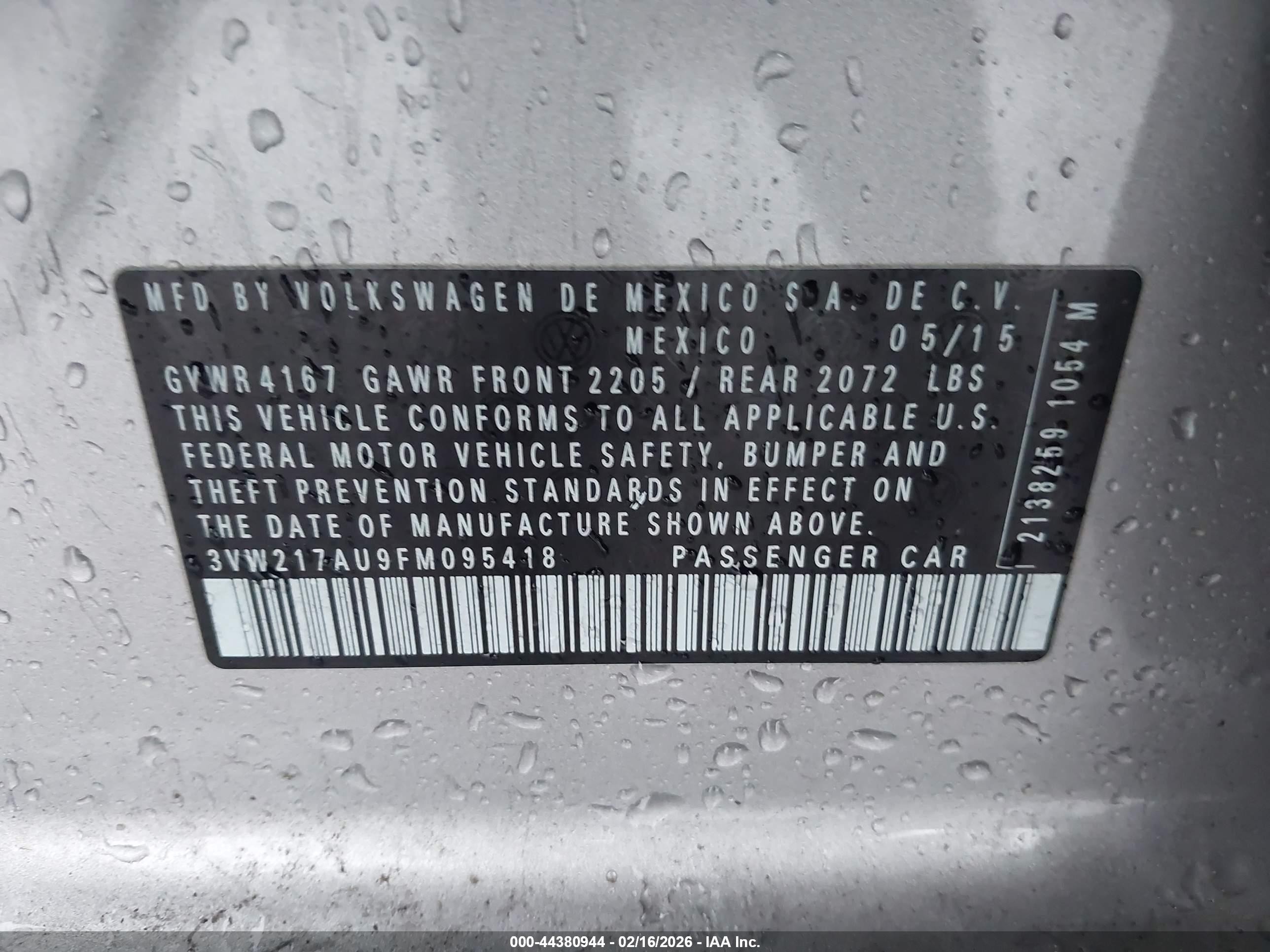 2015 Volkswagen Golf Tsi Sel 4-door Silver vin: 3VW217AU9FM095418