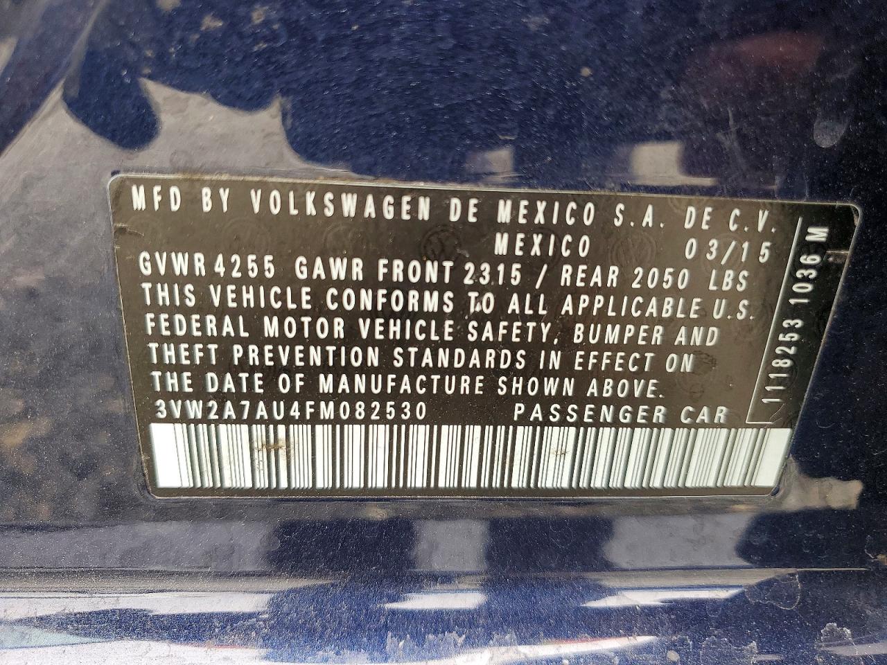 2015 Volkswagen Golf Tdi Blue vin: 3VW2A7AU4FM082530