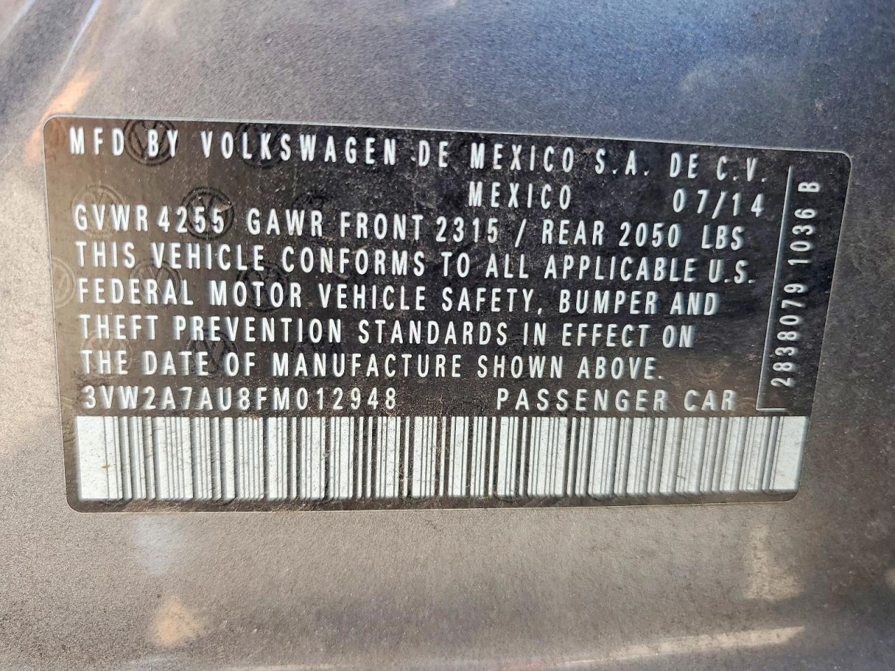 2015 Volkswagen Golf Tdi Серый vin: 3VW2A7AU8FM012948