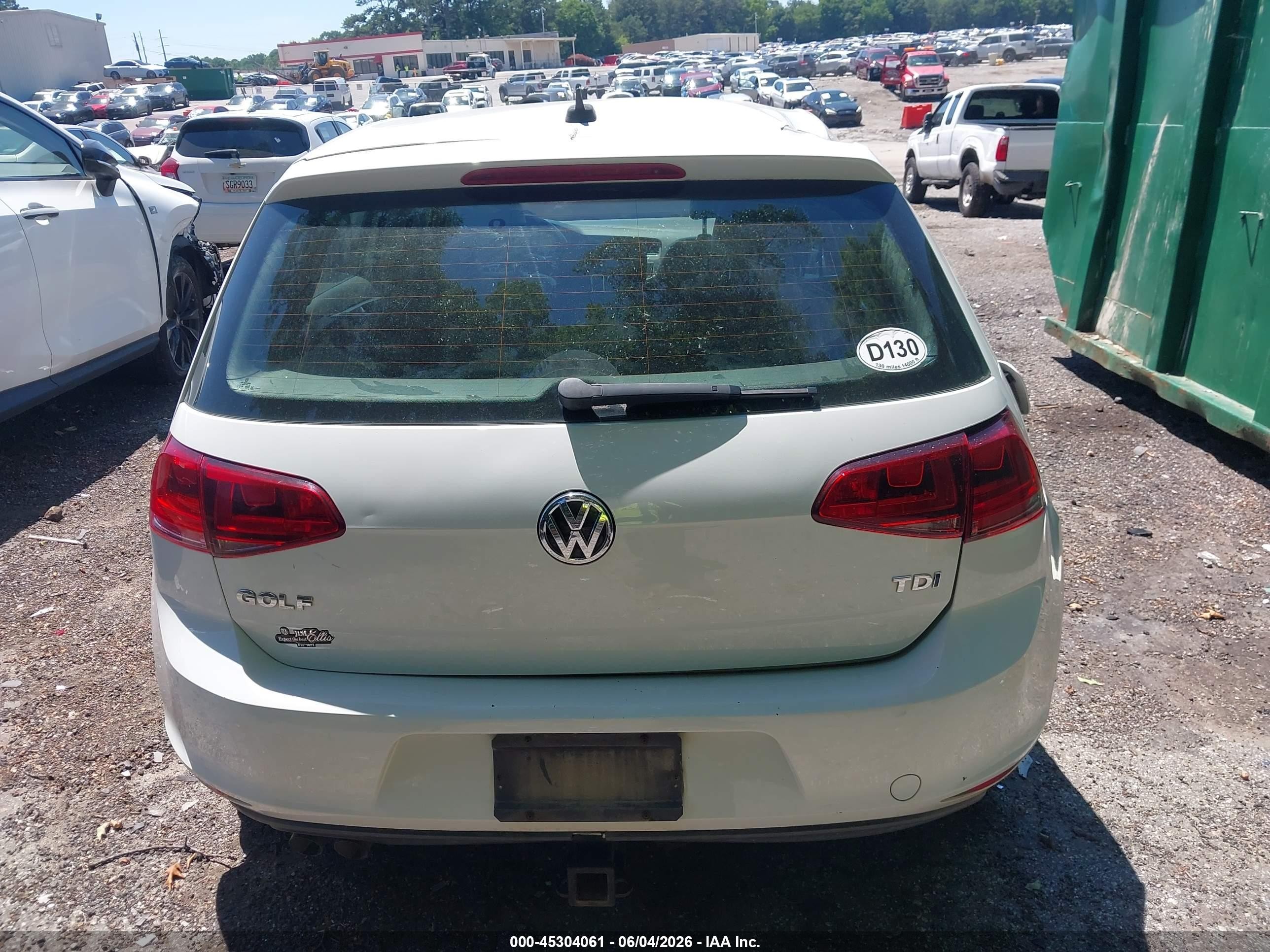 2015 Volkswagen Golf Tdi S 4-door White vin: 3VW2A7AUXFM079583