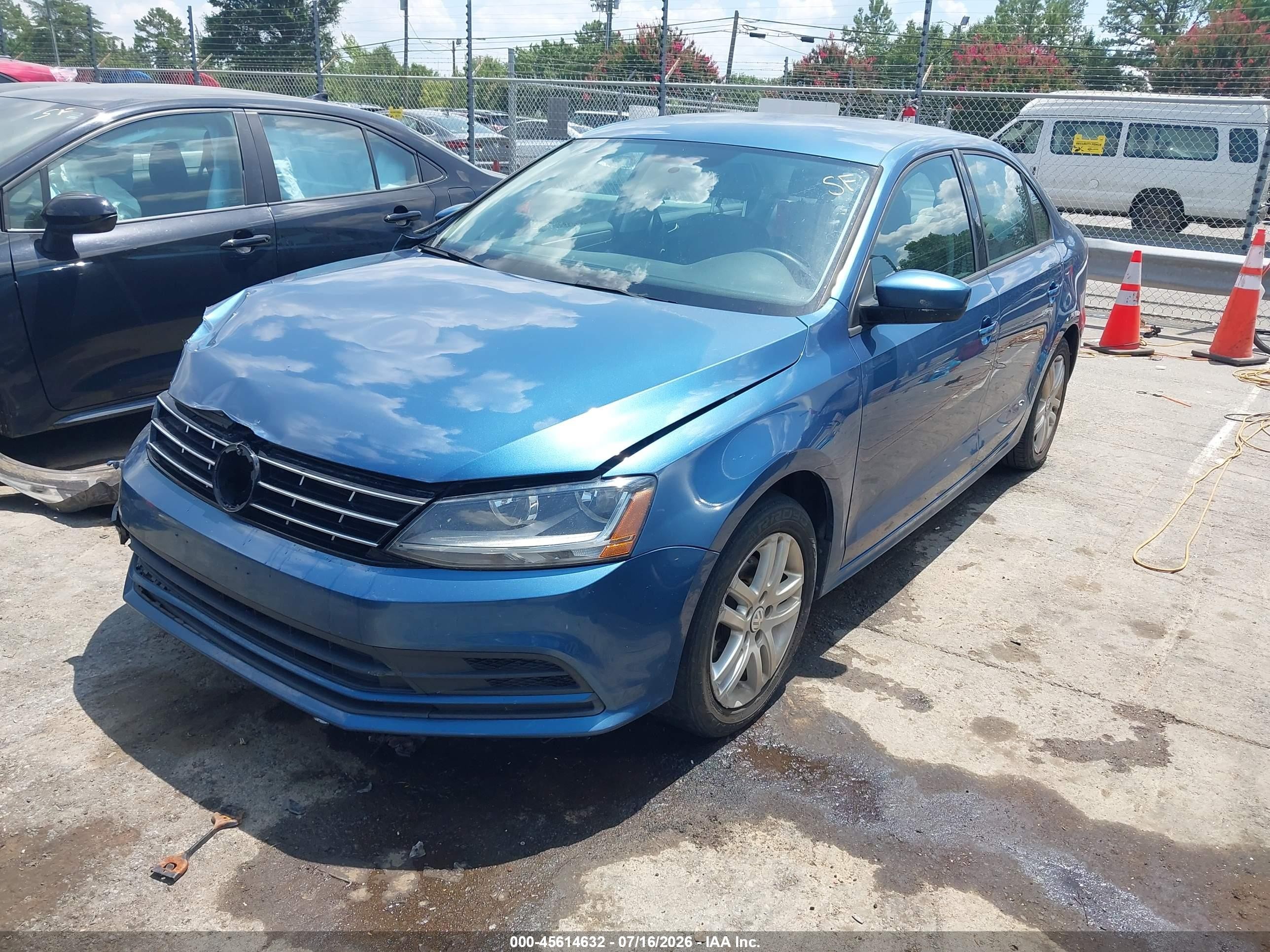 2018 Volkswagen Jetta 1.4t S Blue vin: 3VW2B7AJ0JM258131