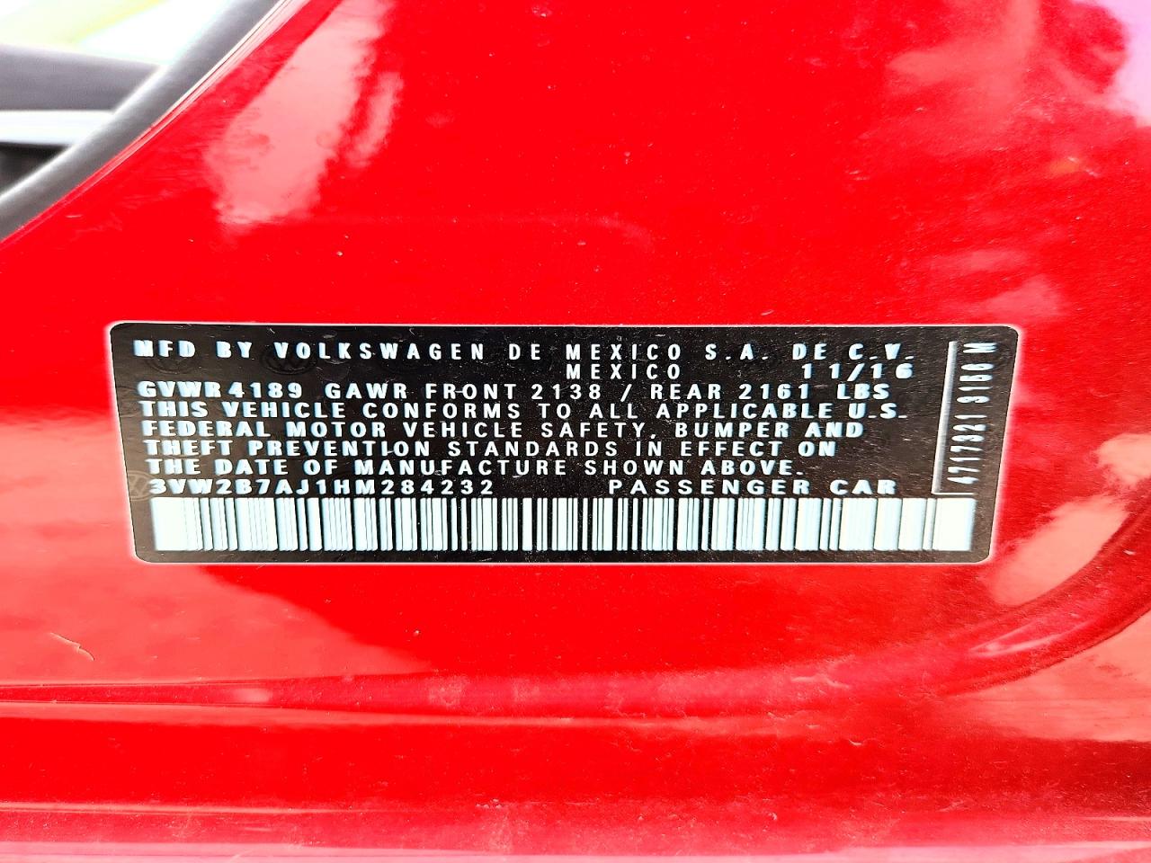 2017 Volkswagen Jetta S Красный vin: 3VW2B7AJ1HM284232