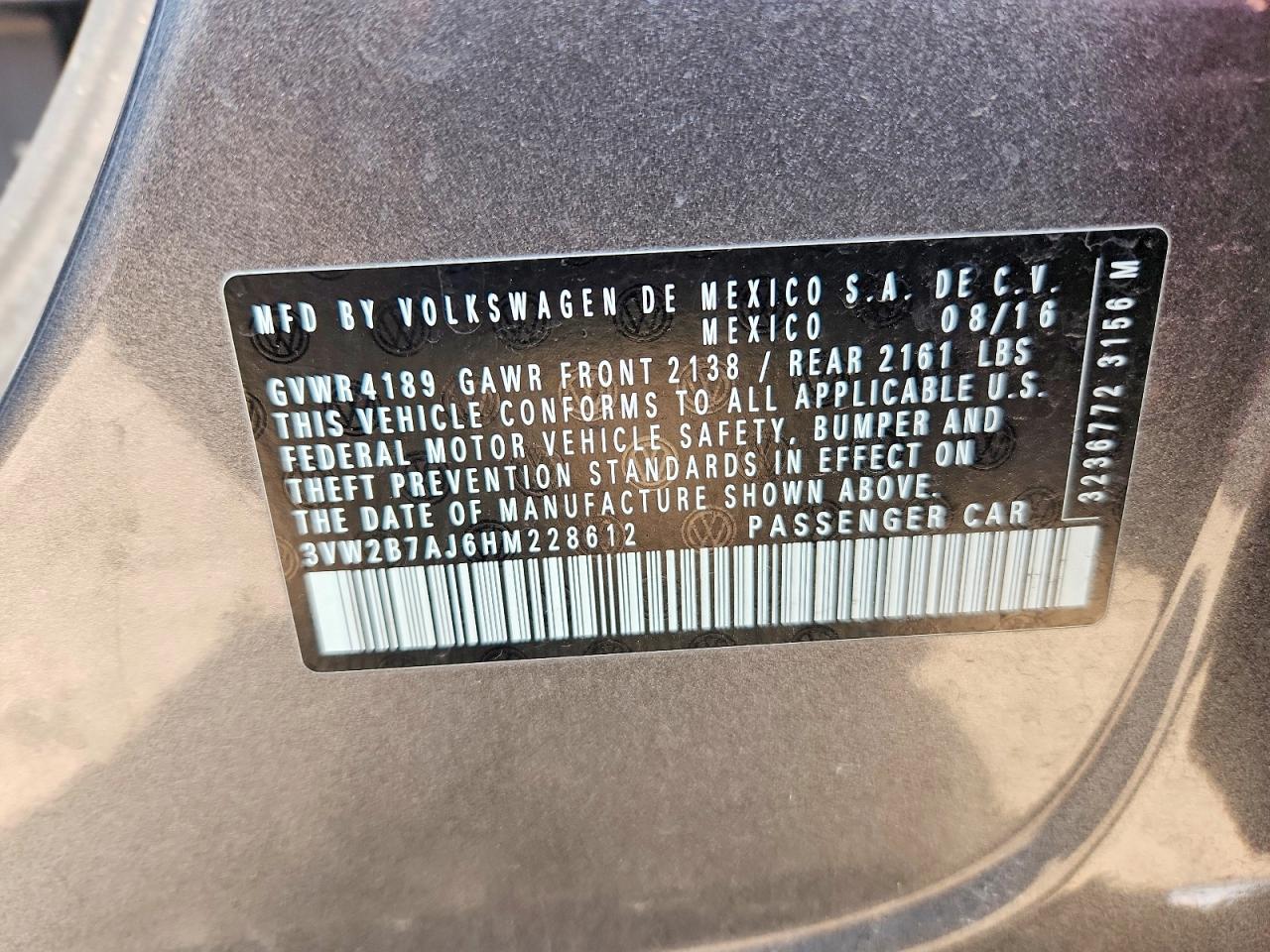 2017 Volkswagen Jetta S Gray vin: 3VW2B7AJ6HM228612