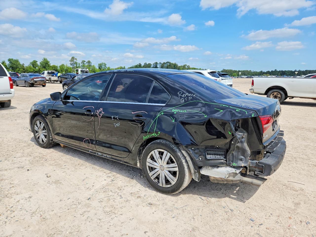 2017 Volkswagen Jetta S Black vin: 3VW2B7AJ9HM282485